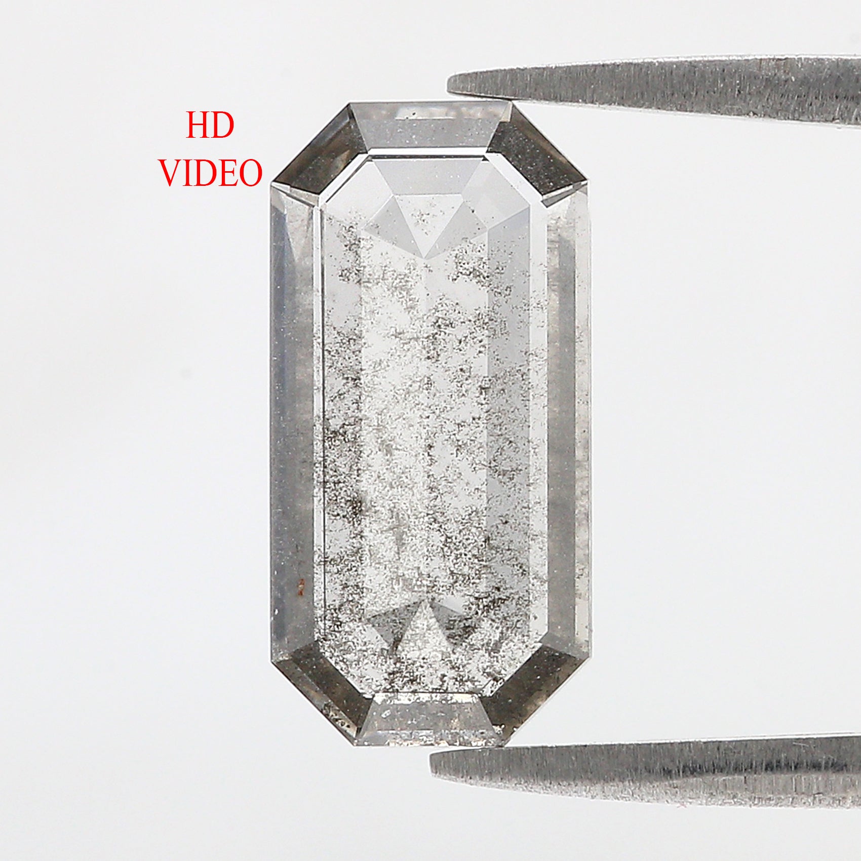 2.70 CT Emerald Rose Cut Salt And Pepper Lab Grown 14.45 MM Loose Diamond CVD Fancy Black Grey Color Lab Created Antique Cut Diamonds L3519