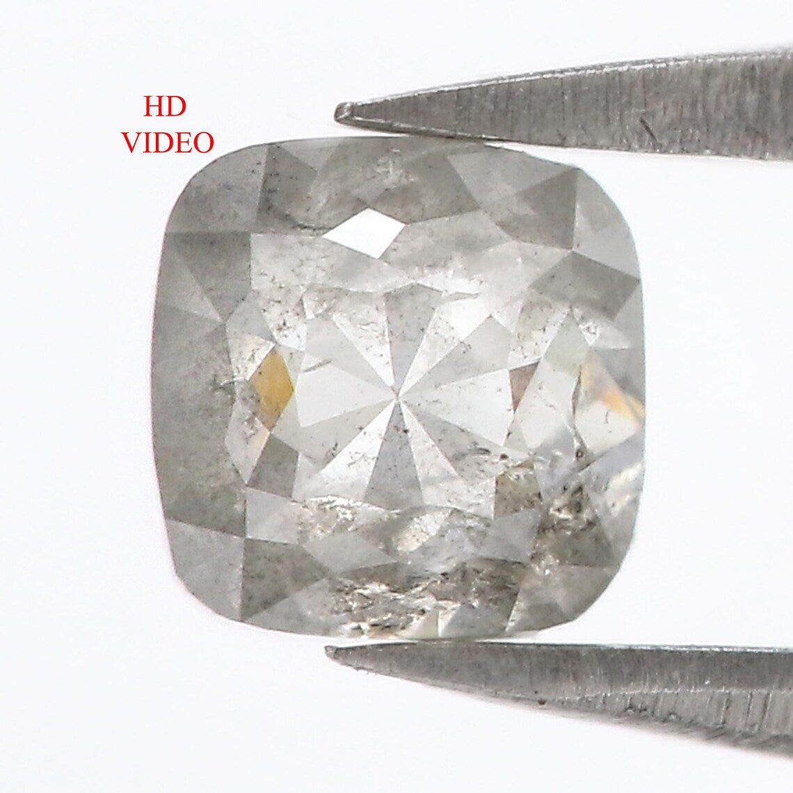 1.03 Ct Natural Loose Cushion Shape Diamond Salt And Pepper Cushion Diamond 5.60 MM Natural Black Grey Color Cushion Rose Cut Diamond QN9217