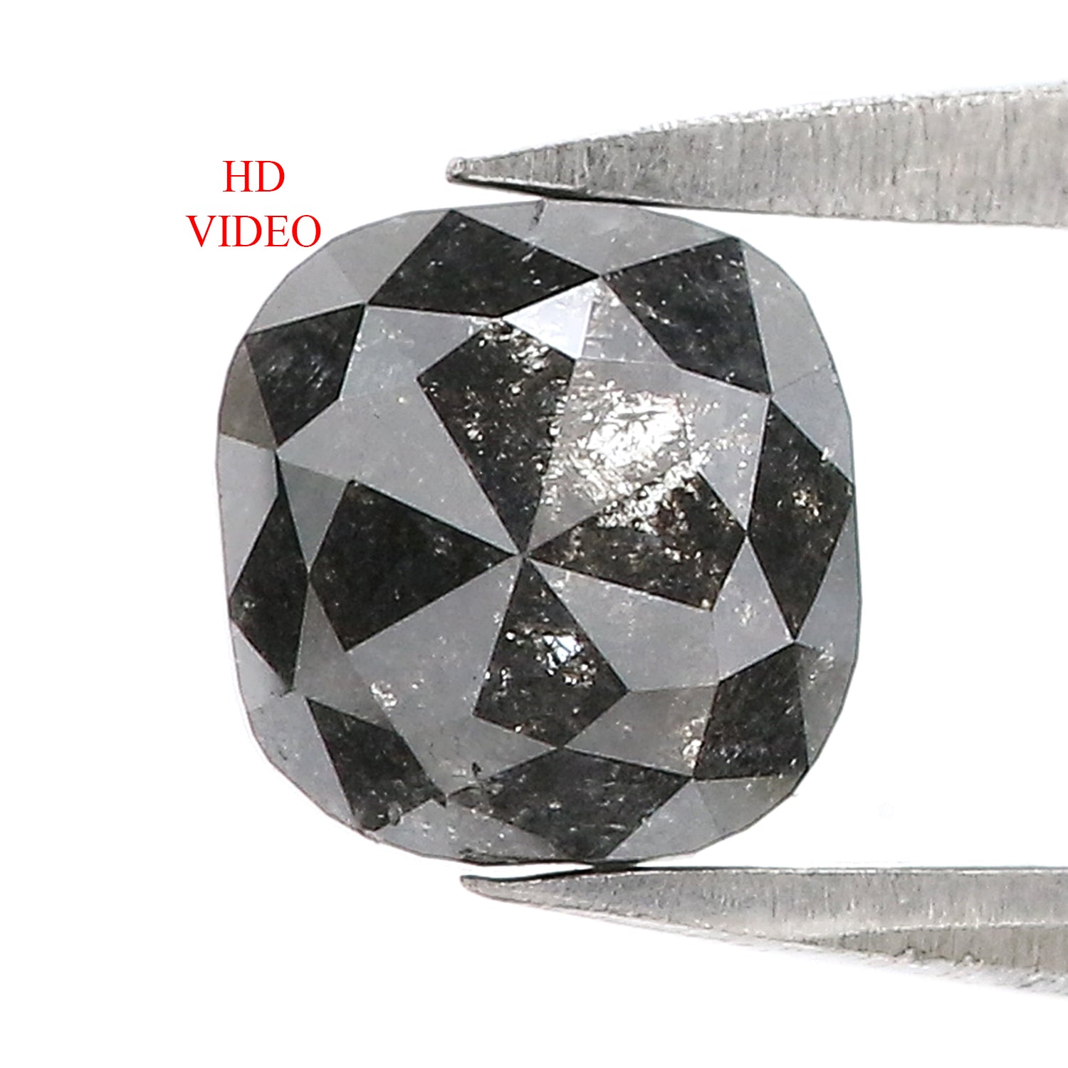 1.00 Ct Natural Loose Cushion Shape Diamond Salt And Pepper Diamond 5.75 MM Natural Diamond Black Grey Color Cushion Rose Cut Diamond LQ3056