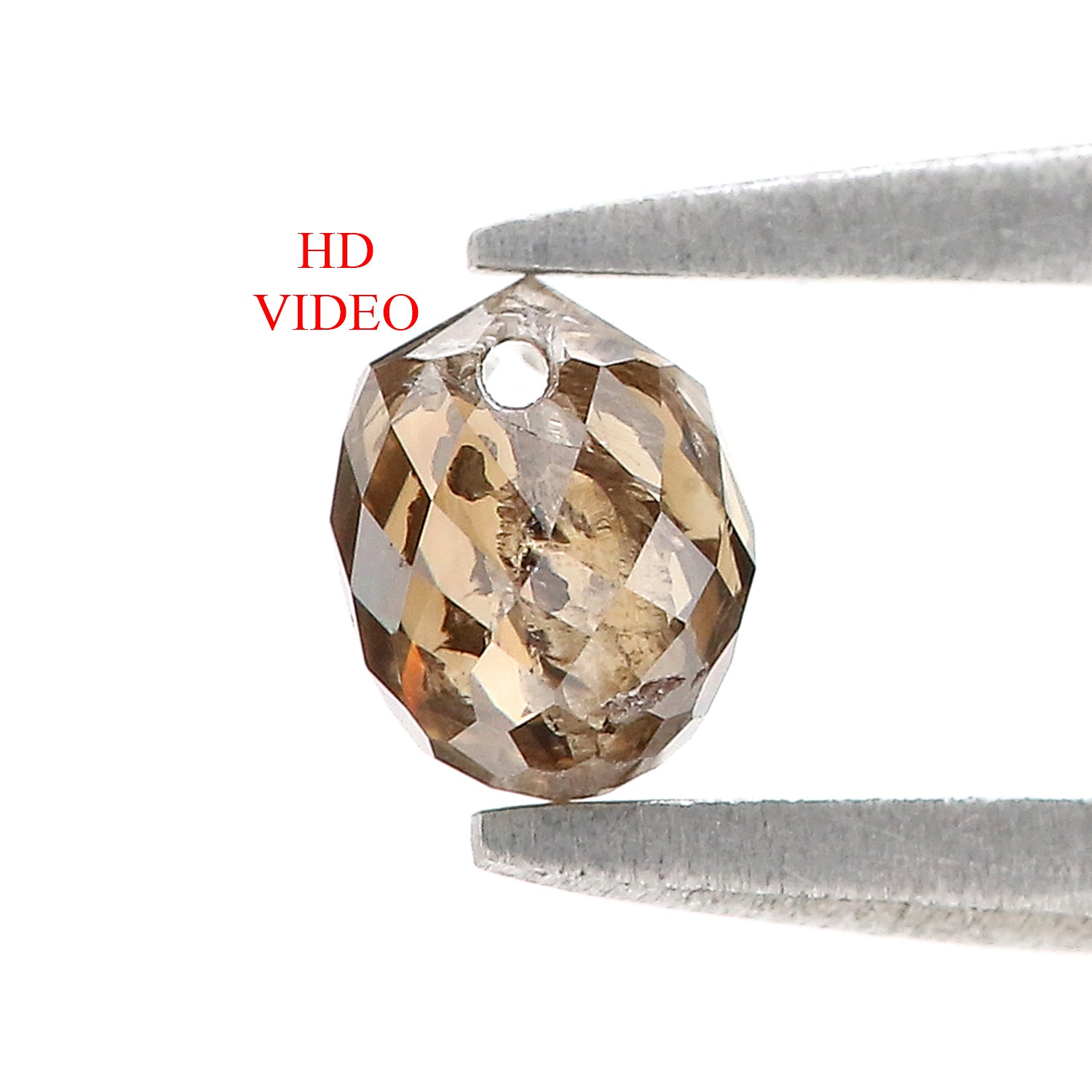 0.58 Ct Natural Loose Briolette Shape Diamond Brown Color Drop Diamond 4.70 MM Natural Loose Brown Color Briolette Rose Cut Diamond LQ9827