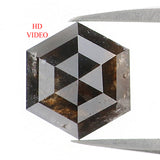 Natural Loose Hexagon Salt And Pepper Diamond Black Grey Color 0.83 CT 6.70 MM Hexagon Shape Rose Cut Diamond KR2396