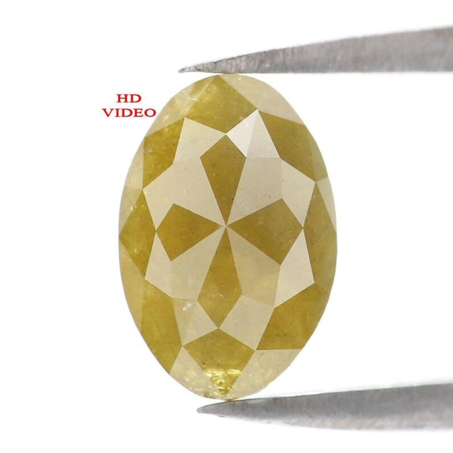 1.96 CT Natural Loose Oval Shape Diamond Green Color Oval Cut Diamond 9.70 MM Natural Loose Diamond Yellow Color Oval Rose Cut Diamond NQ682
