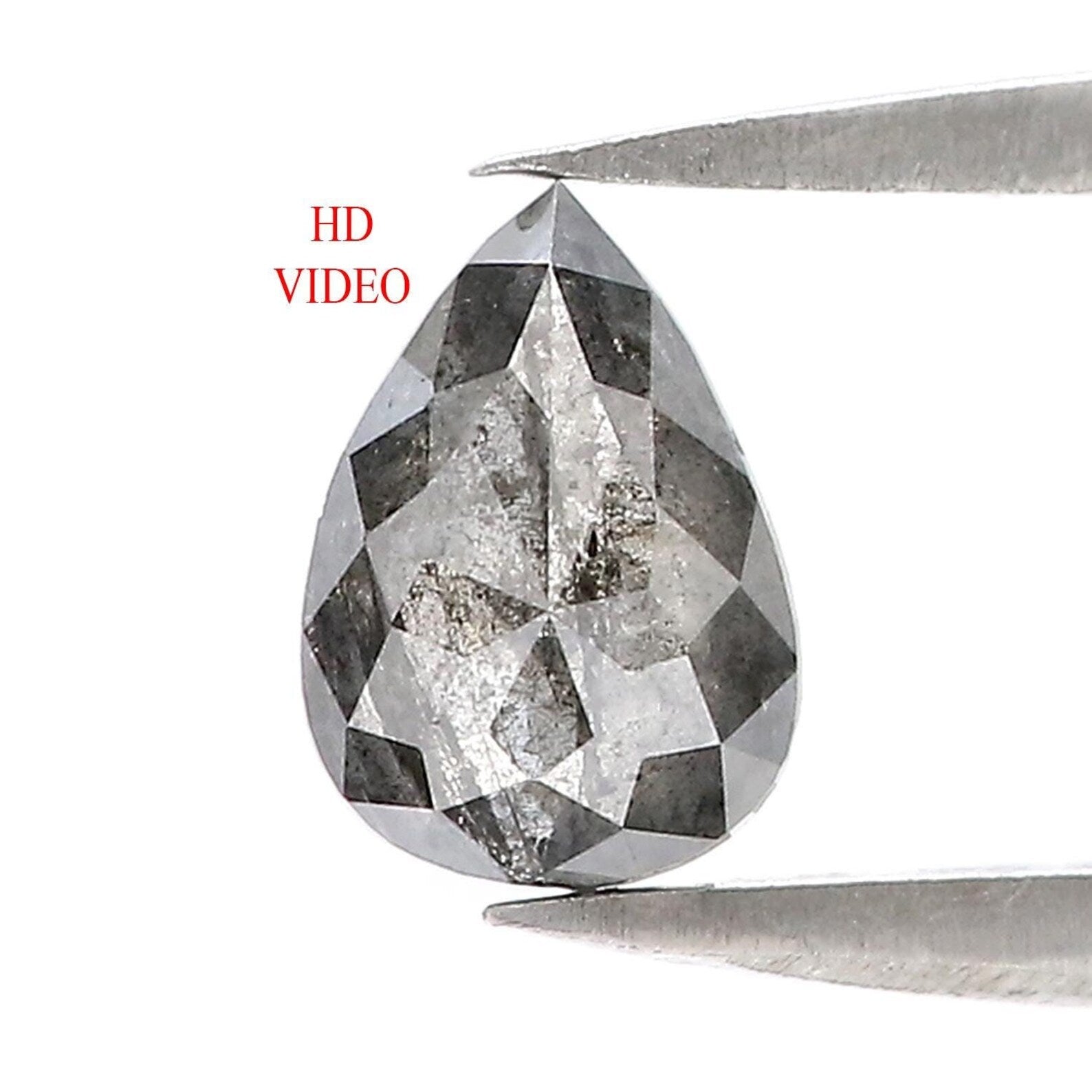 0.70 CT Natural Loose Pear Shape Diamond Salt And Pepper Diamond 7.20 MM Natural Loose Black Grey Color Pear Shape Rose Cut Diamond QN9960