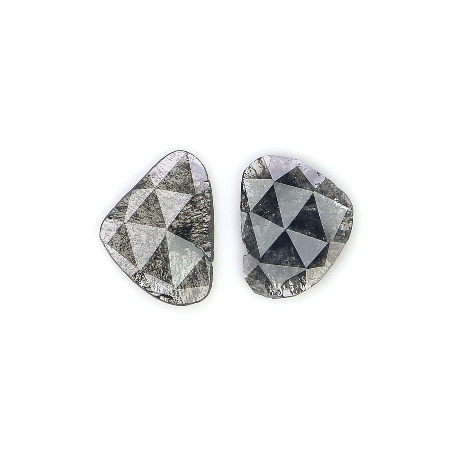 0.92 CT Natural Loose Slice Shape Diamond Salt And Pepper Slice Uncut Diamond 8.65 MM Natural Black Grey Diamond Irregular Cut Diamond L3611