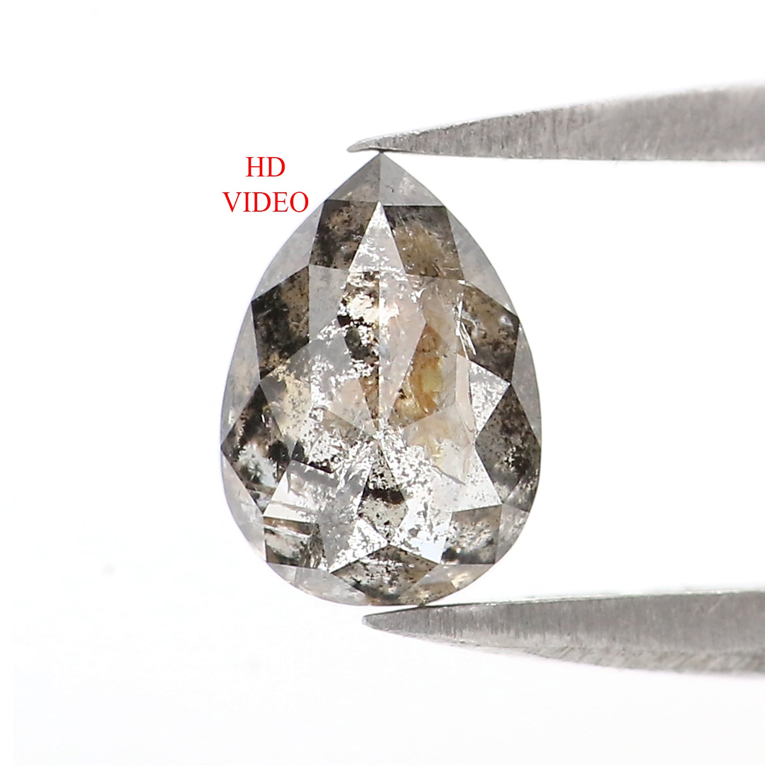 0.85 CT Natural Loose Pear Shape Diamond Salt And Pepper Pear Rose Cut Diamond 7.05 MM Natural Black Grey Color Pear Shape Diamond QL2866