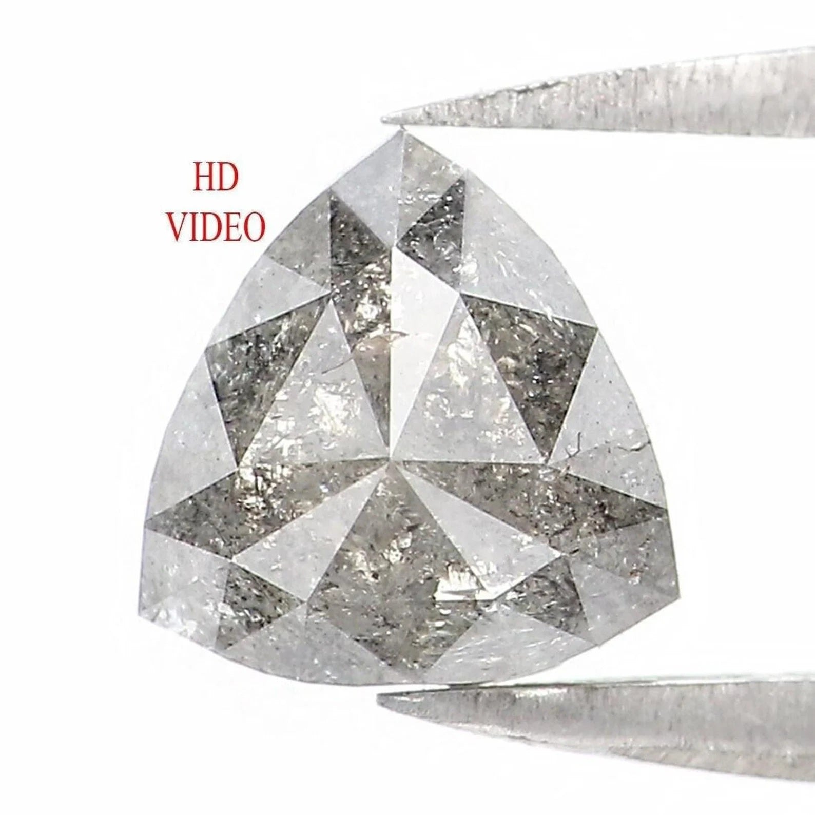 1.08 CT Natural Loose Triangle Shape Diamond Salt And Pepper Triangle Cut Diamond 6.50 MM Black Grey Color Triangle Rose Cut Diamond NQ1585