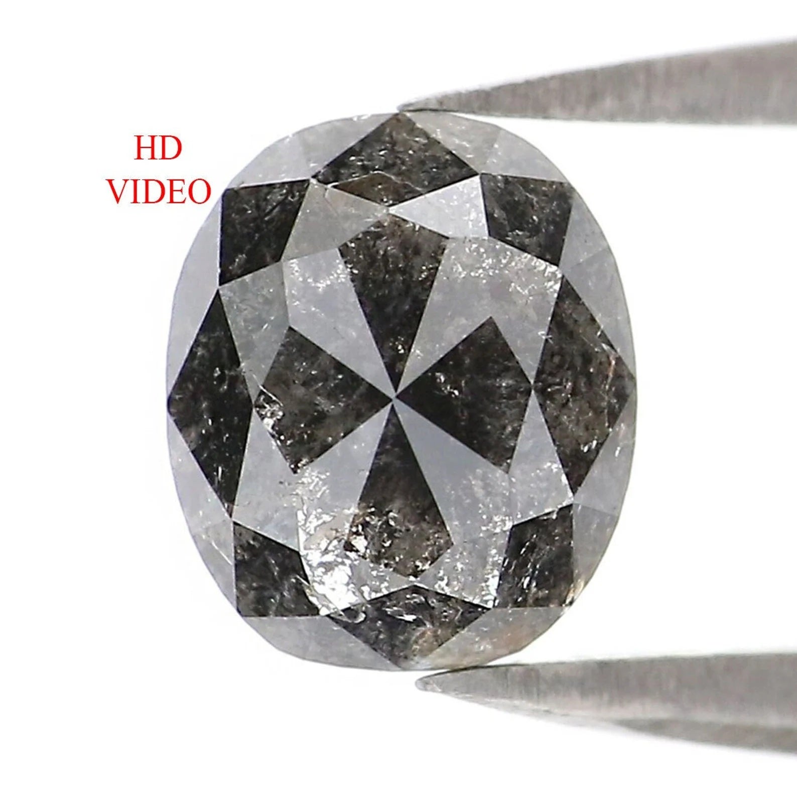 0.98 CT Natural Loose Oval Shape Diamond Salt And Pepper Oval Cut Diamond 6.75 MM Natural Loose Diamond Oval Shape Rose Cut Diamond NQ9490