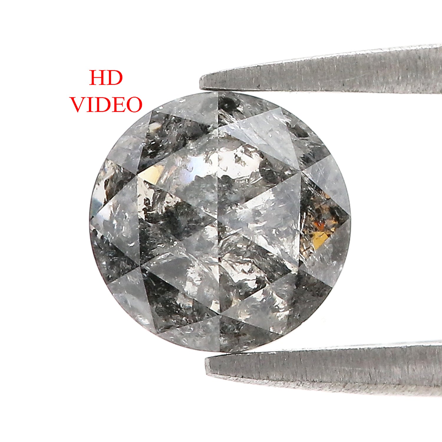 1.86 CT Natural Loose Round Rose Cut Diamond Salt And Pepper Round Diamond 7.25 MM Natural Loose Black Grey Color Rose Cut Diamond QL2001