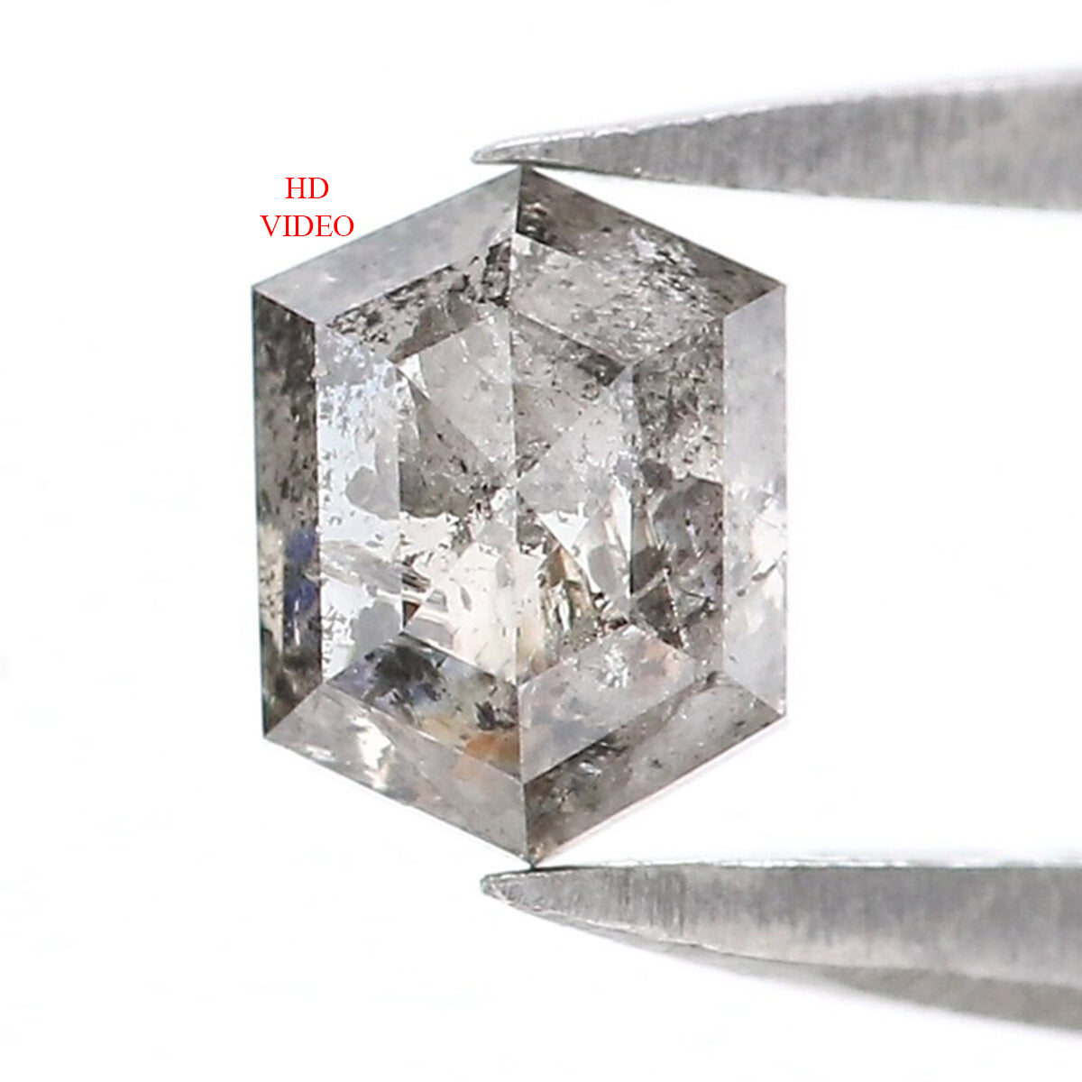 Natural Loose Hexagon Salt And Pepper Diamond Black Grey Color 0.41 CT 4.92 MM Hexagon Shape Rose Cut Diamond KR2586