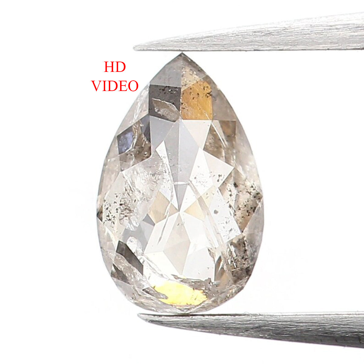 Natural Loose Pear Salt And Pepper Diamond Brown Color 0.39 CT 6.15 MM Pear Shape Rose Cut Diamond L975