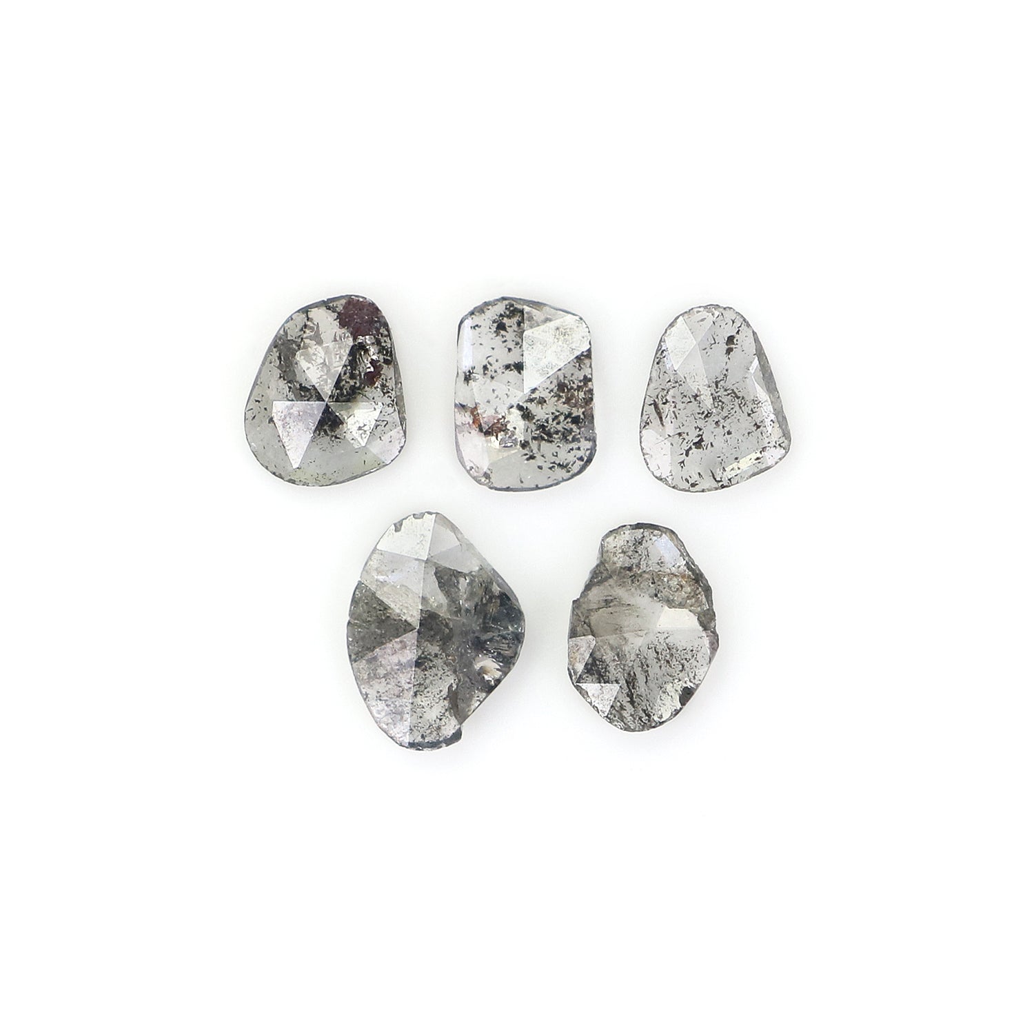 0.49 CT Natural Loose Slice Shape Diamond Salt And Pepper Slice Cut Diamond 4.80 MM Natural Black Grey Diamond Irregular Cut Diamond N2615