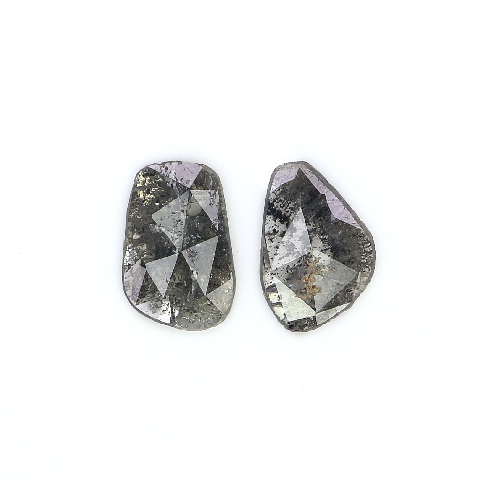 1.21 CT Natural Loose Slice Shape Diamond Salt And Pepper Slice Uncut Diamond 9.55 MM Natural Black Grey Diamond Irregular Cut Diamond L3589