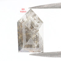 Natural Loose Shield Salt And Pepper Diamond Black Grey Color 1.20 CT 10.50 MM Shield Shape Rose Cut Diamond KR2035