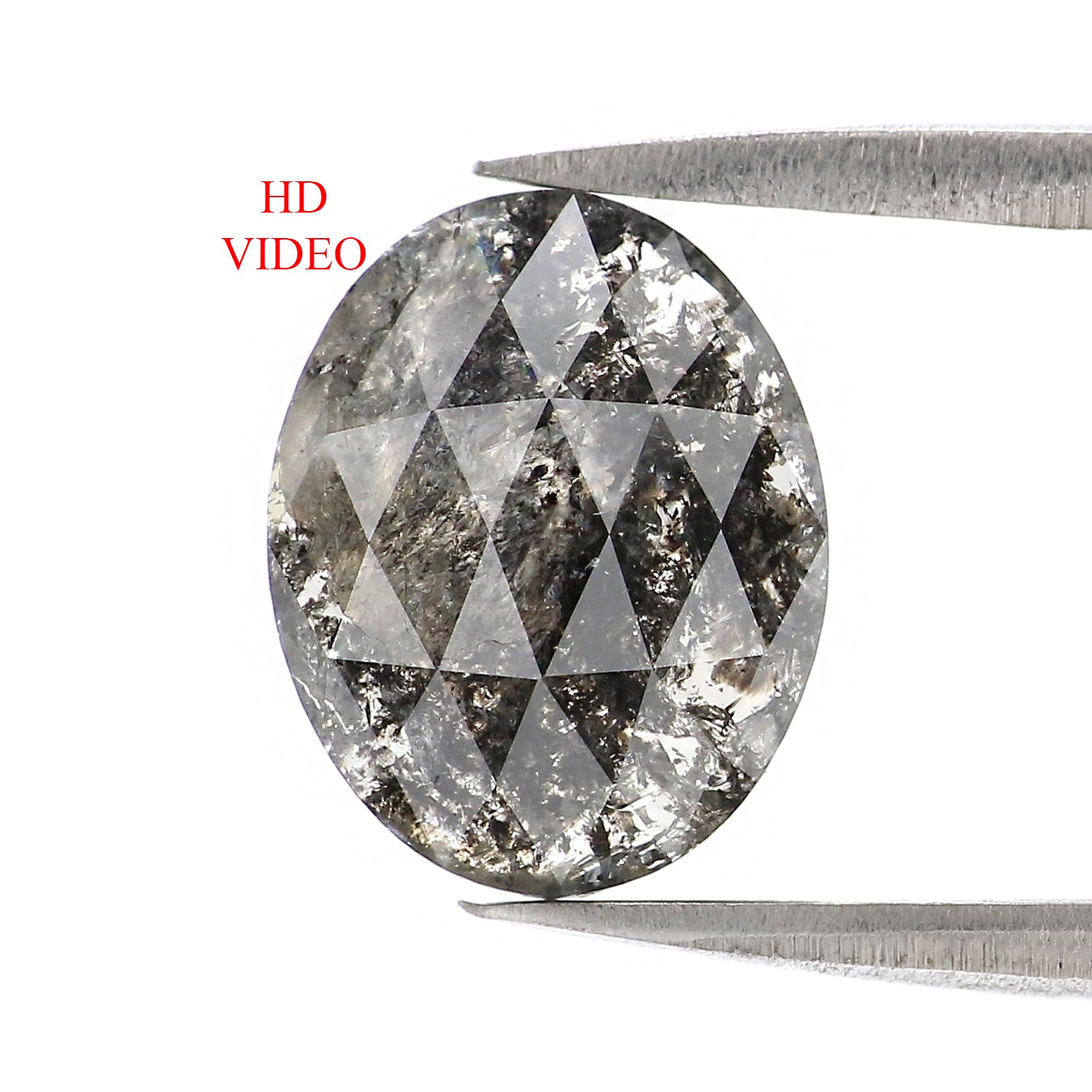 2.31 CT Natural Loose Oval Shape Diamond Salt And Pepper Oval Shape Diamond 10.05 MM Natural Black Grey Color Oval Rose Cut Diamond LQ2937