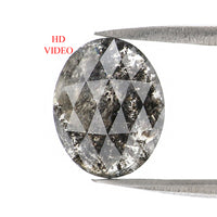 Natural Loose Oval Diamond, Salt And Pepper Oval Diamond, Natural Loose Diamond, Oval Rose Cut Diamond, 2.31 CT Oval Shape Diamond L2937