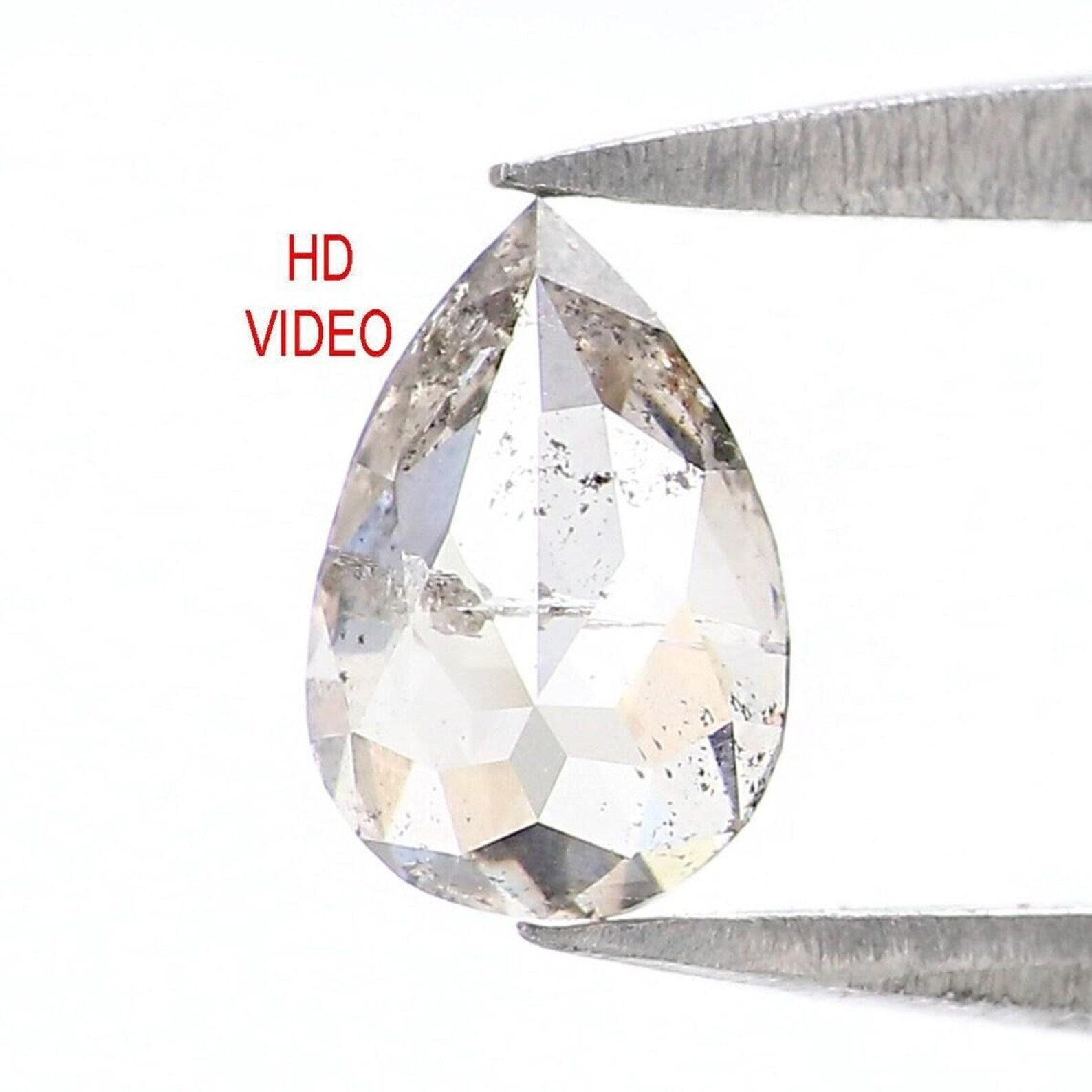 0.53 CT Natural Loose Pear Shape Diamond Salt And Pepper Pear Cut Diamond 6.45 MM Natural Loose Grey Color Pear Rose Cut Diamond NQ2203