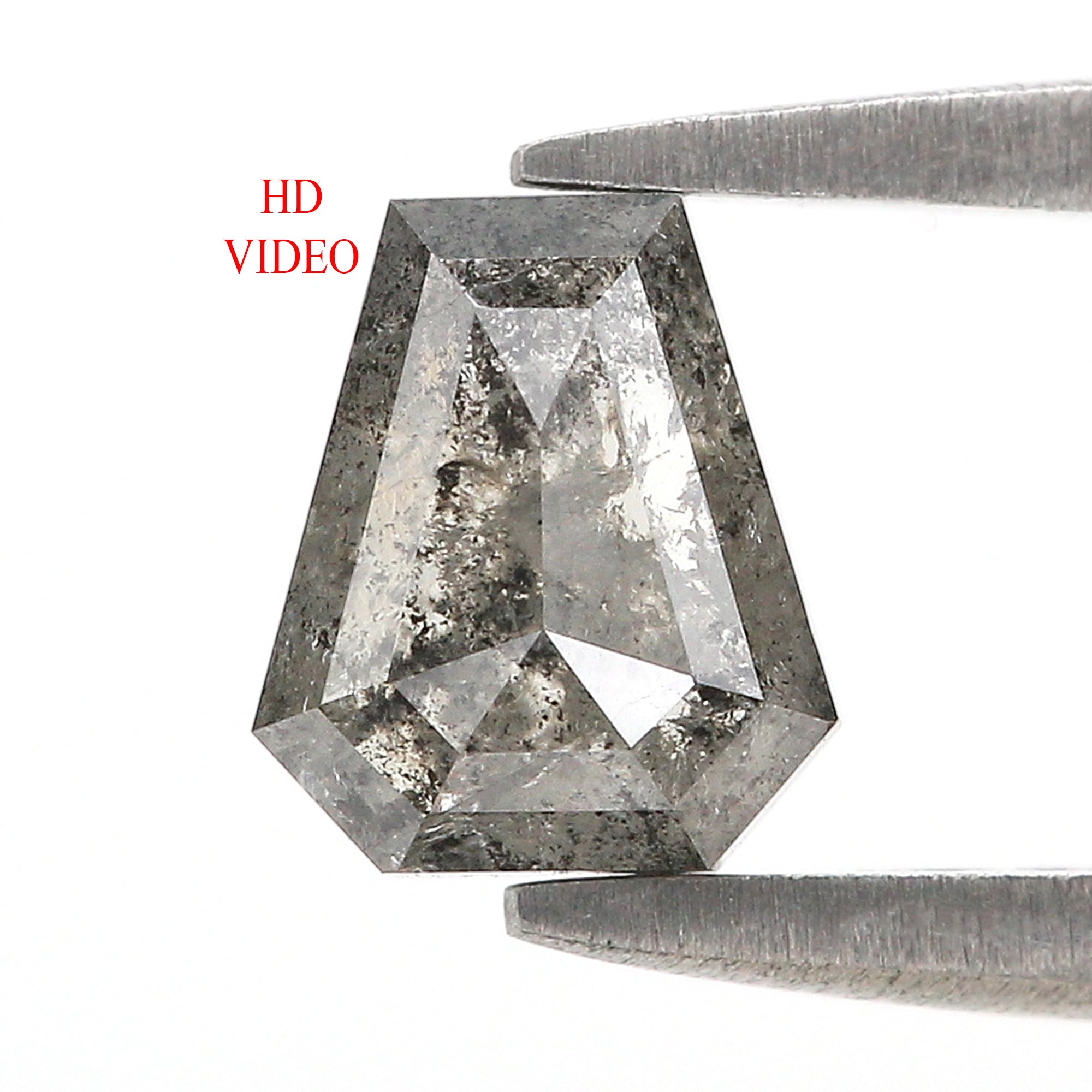 Natural Coffin Salt and Pepper Diamond 0.97 CT Loose Rose Cut Black Grey Color Stone 6.70 MM Rustic Diamond For Custom Engagement Ring L3677