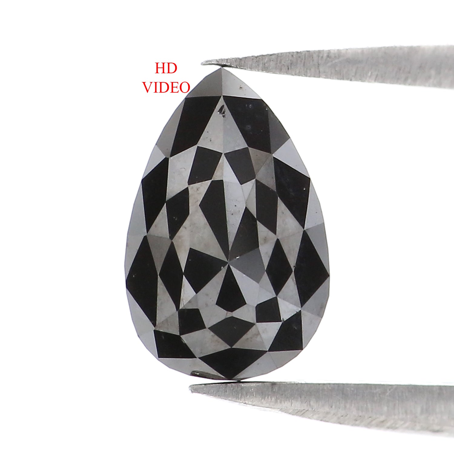 1.56 CT Natural Loose Pear Shape Diamond Black Color Pear Cut Diamond 8.60 MM Natural Loose Diamond Black Color Pear Rose Cut Diamond LC13