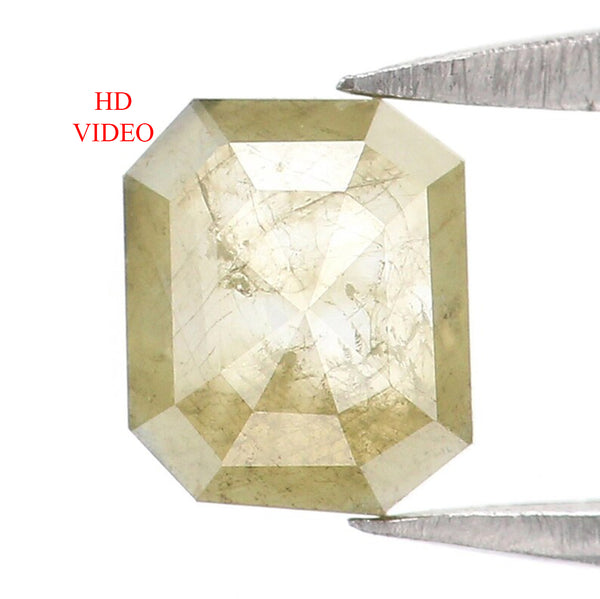 Natural Loose Emerald Shape Yellow Grey Color Diamond 0.42 CT 5.40 MM Emerald Shape Rose Cut Diamond KR2091