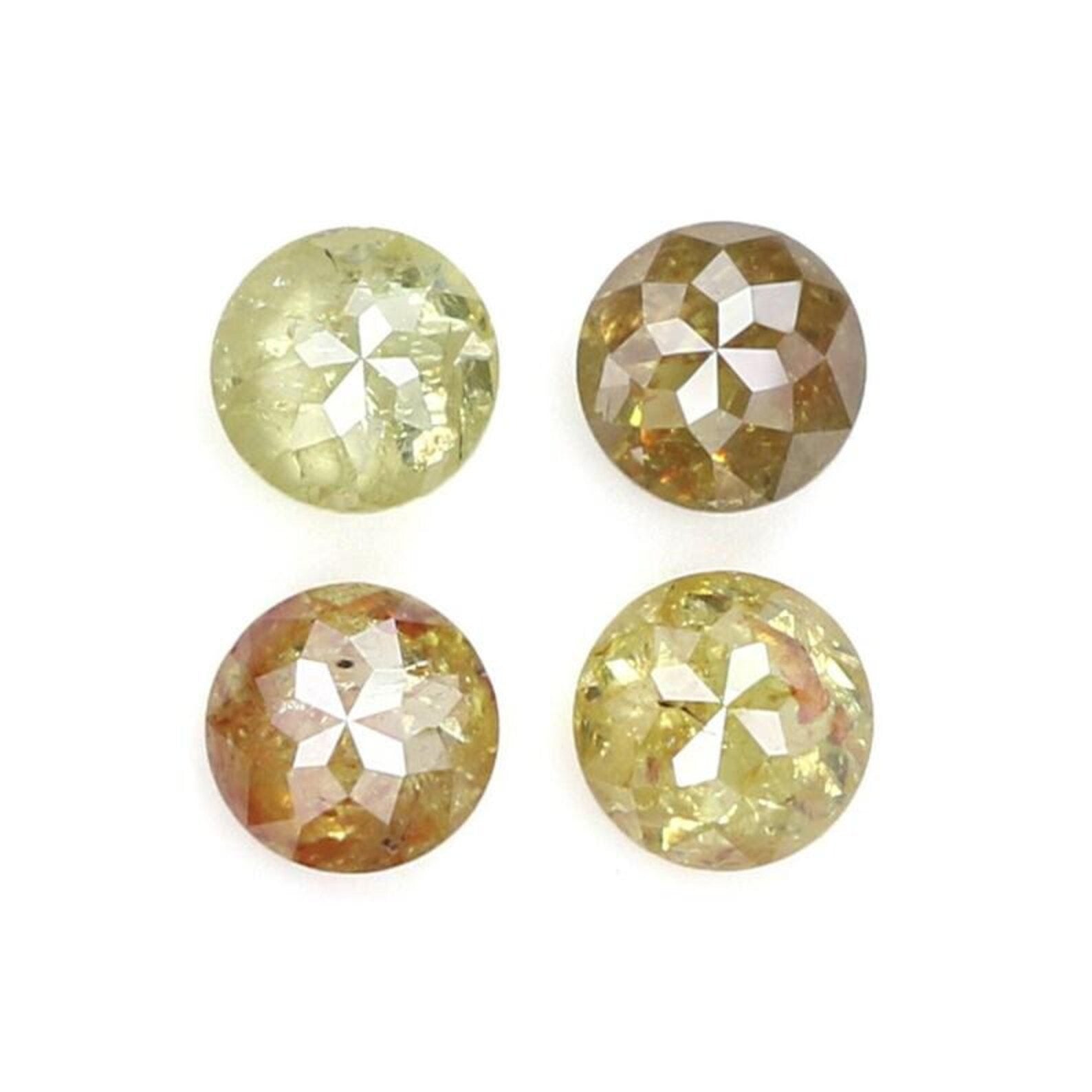 1.35 CT Natural Loose Round Shape Diamond Yellow Color Round Cut Diamond 4.10 MM Natural Diamond Brown Color Round Rose Cut Diamond NQ1923