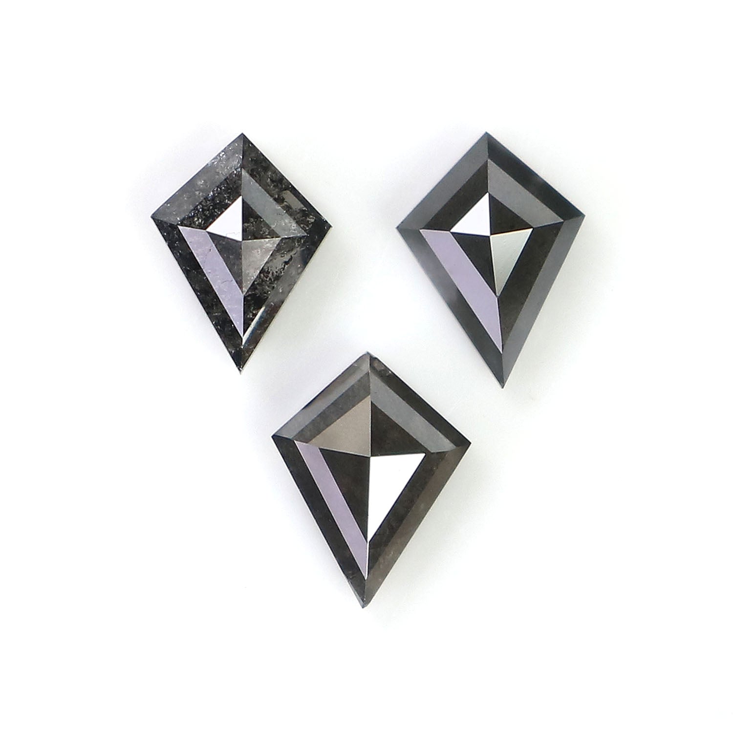 0.56 CT Natural Loose Kite Shape Diamond Salt And Pepper Kite Cut Diamond 5.30 MM Natural  Black Grey Color Kite Rose Cut Diamond LQ2883