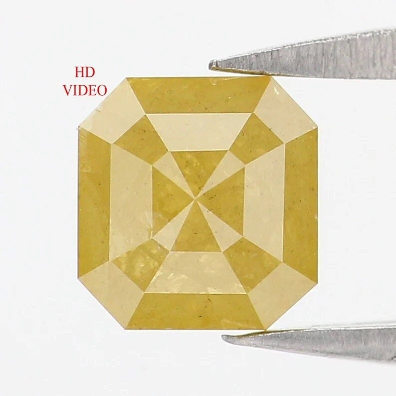 0.90 CT Natural Loose Emerald Shape Diamond Yellow Color Emerald Cut Diamond 5.60 MM Natural Diamond Yellow Emerald Rose Cut Diamond NQ8863