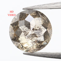 0.49 Ct Natural Loose Diamond, Round Rose Cut Diamond, Black Gray Diamond, Salt and Pepper Diamond, Rose Cut Diamond, Real Diamond L9813