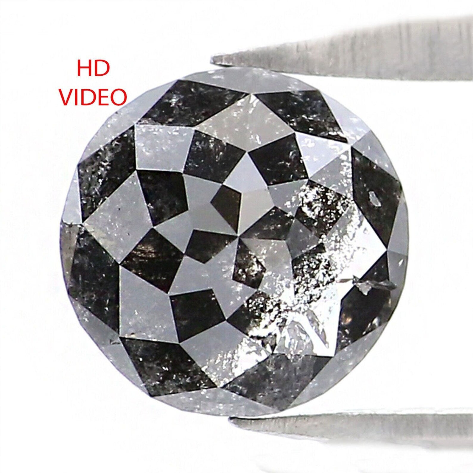 0.84 CT Natural Loose Round Rose Cut Diamond Salt And Pepper Round Shape Diamond 5.90 MM Natural Black Grey Color Rose Cut Diamond QN1928