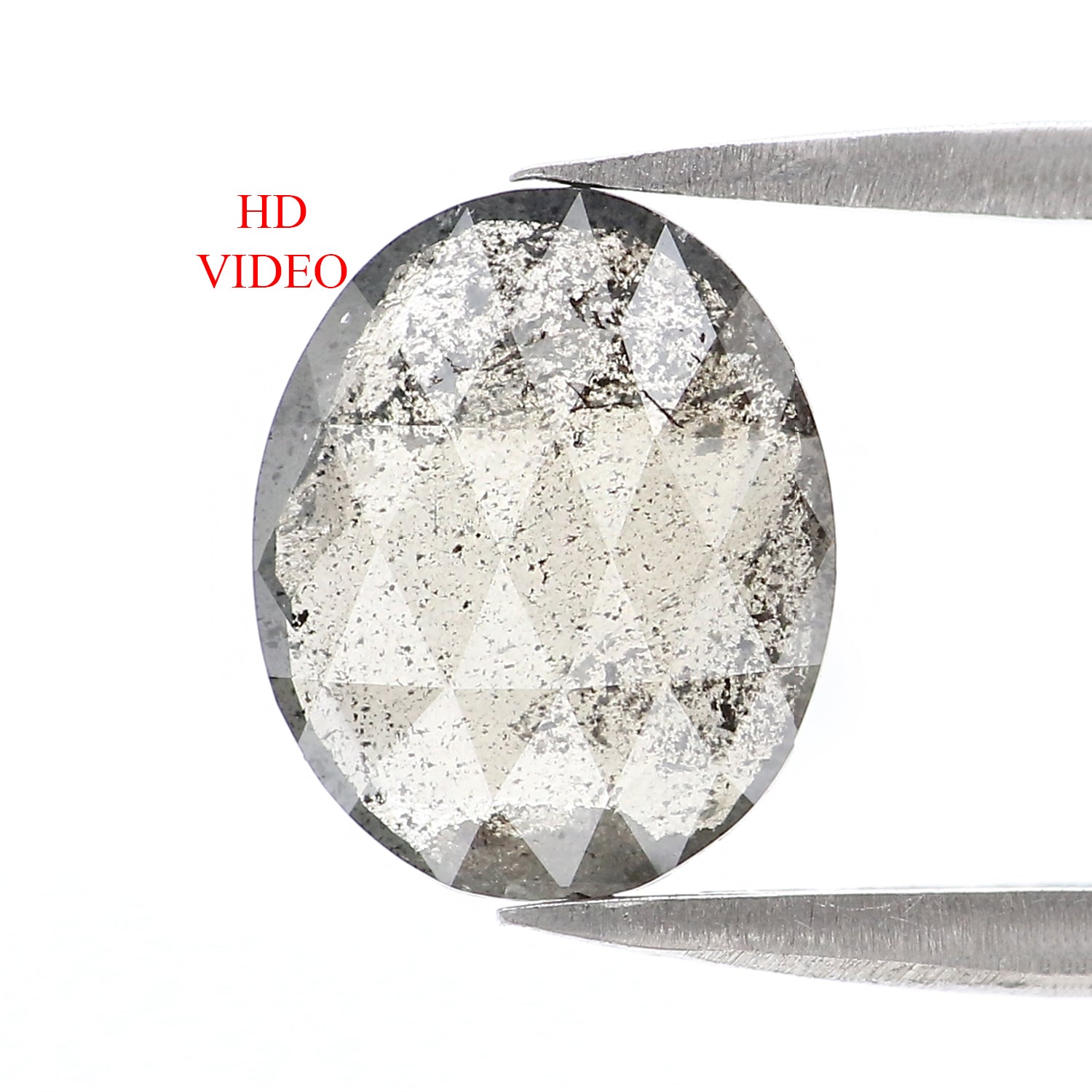 1.52 Ct Natural Loose Oval Shape Diamond Salt And Pepper Oval Diamond 9.70 MM Natural Diamond Black Grey Color Oval Rose Cut Diamond LQ2939