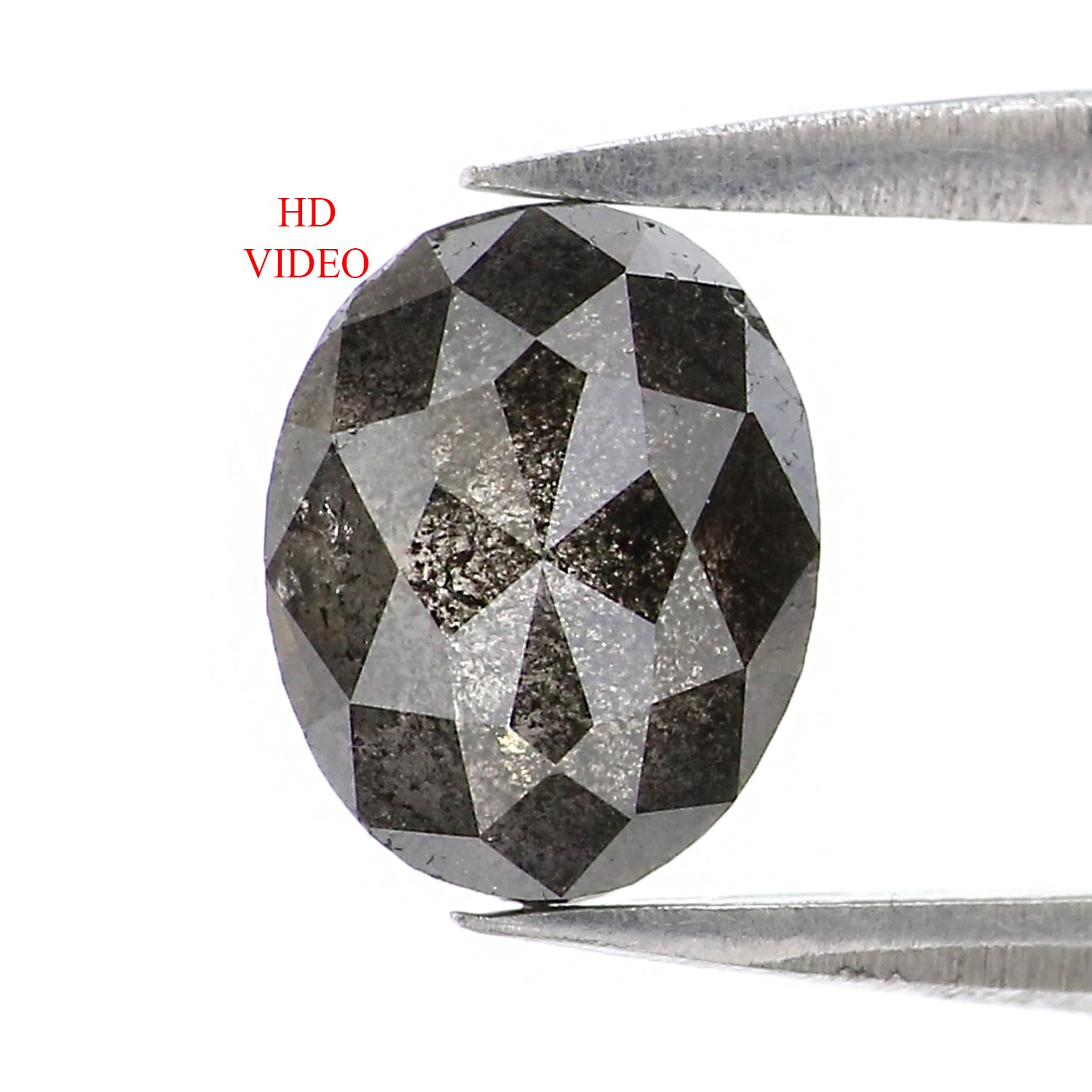 1.22 CT Natural Loose Oval Shape Diamond Salt And Pepper Oval Cut Diamond 7.00 MM Natural Black Grey Diamond Oval Rose Cut Diamond LQ2974