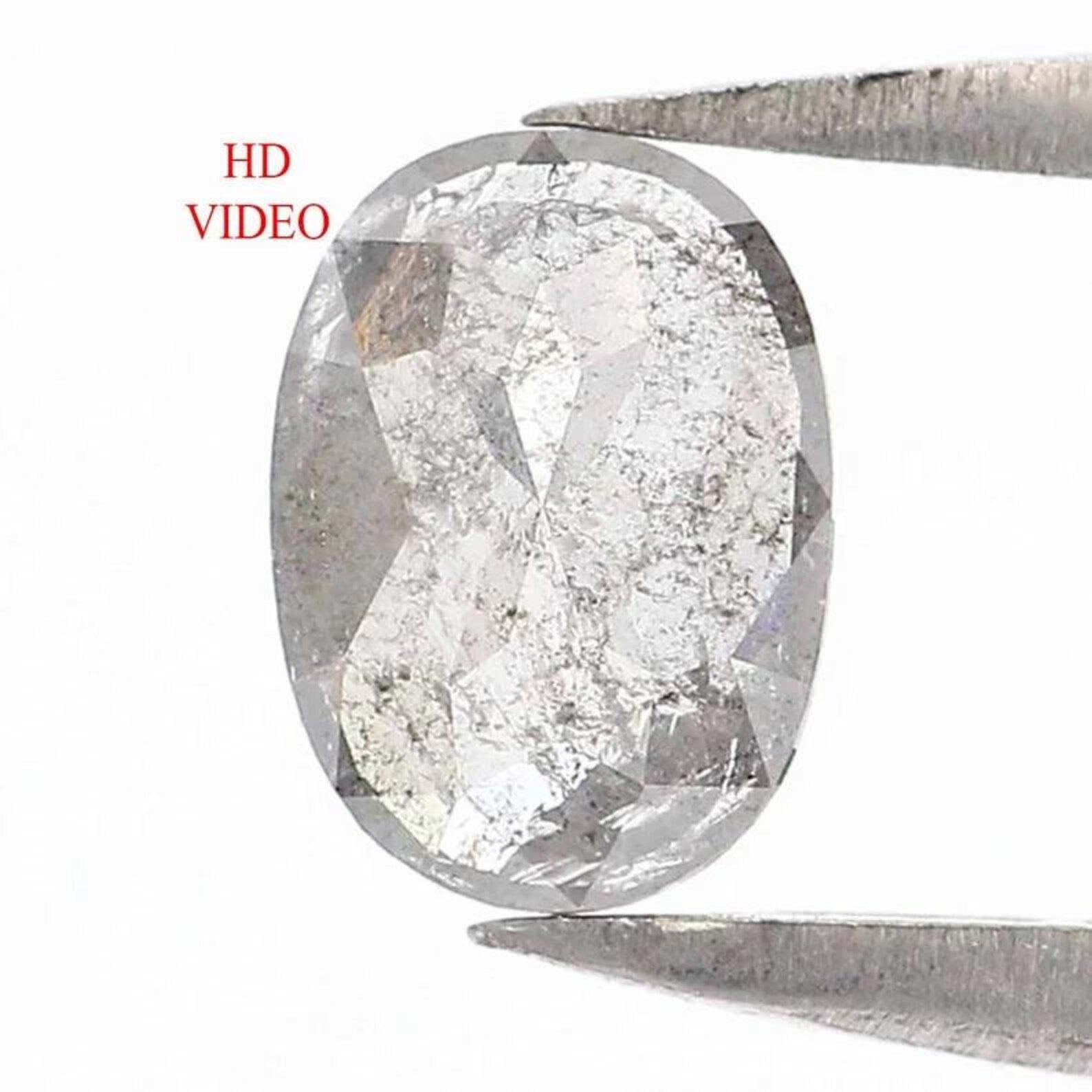 0.51 CT Natural Loose Oval Shape Diamond Salt And Pepper Oval Diamond 6.40 MM Natural Loose Black Grey Color Oval Rose Cut Diamond NQ9173