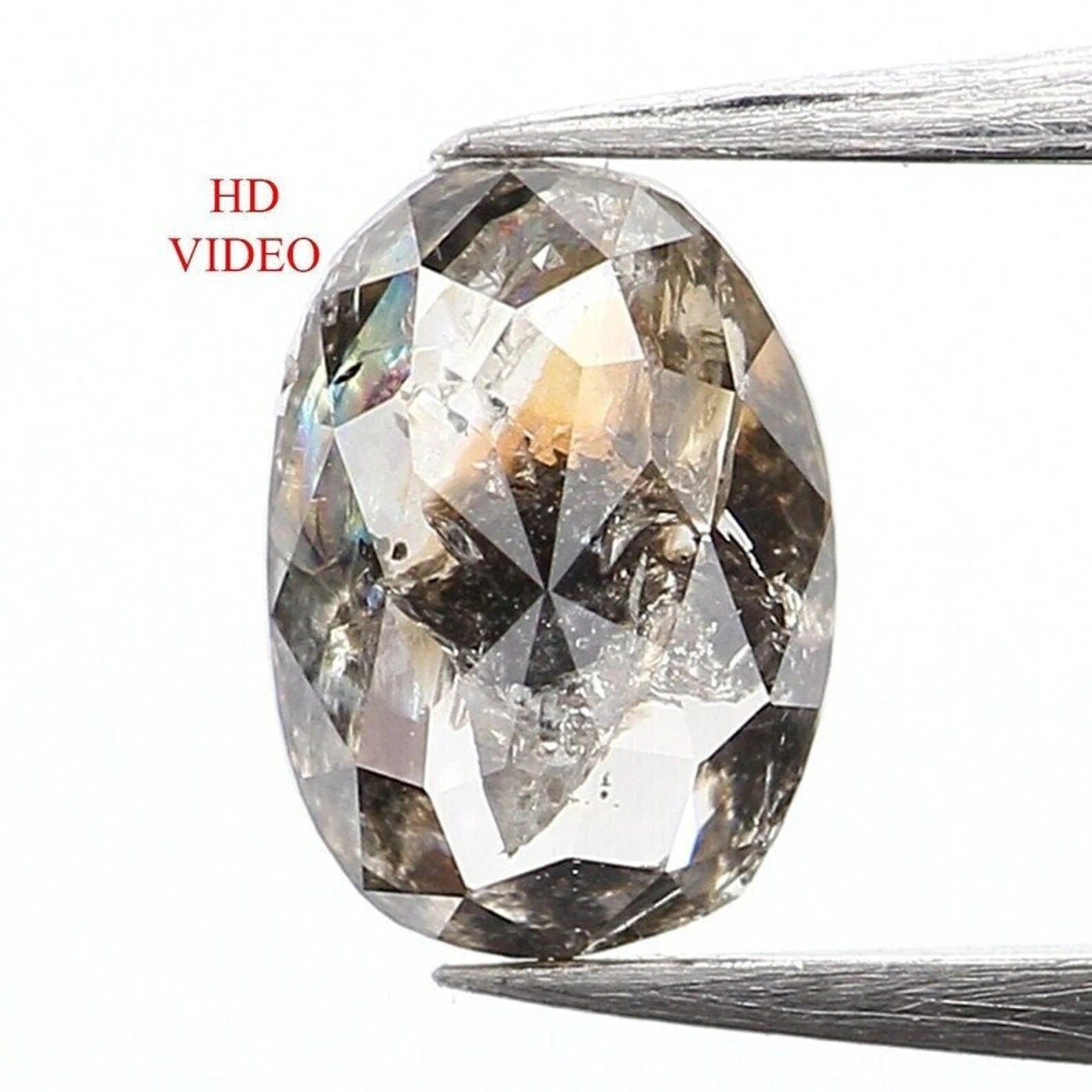 0.42 CT Natural Loose Oval Shape Diamond Salt And Pepper Oval Diamond 5.35 MM Black Grey Color Diamond Oval Shape Rose Cut Diamond NQ1004
