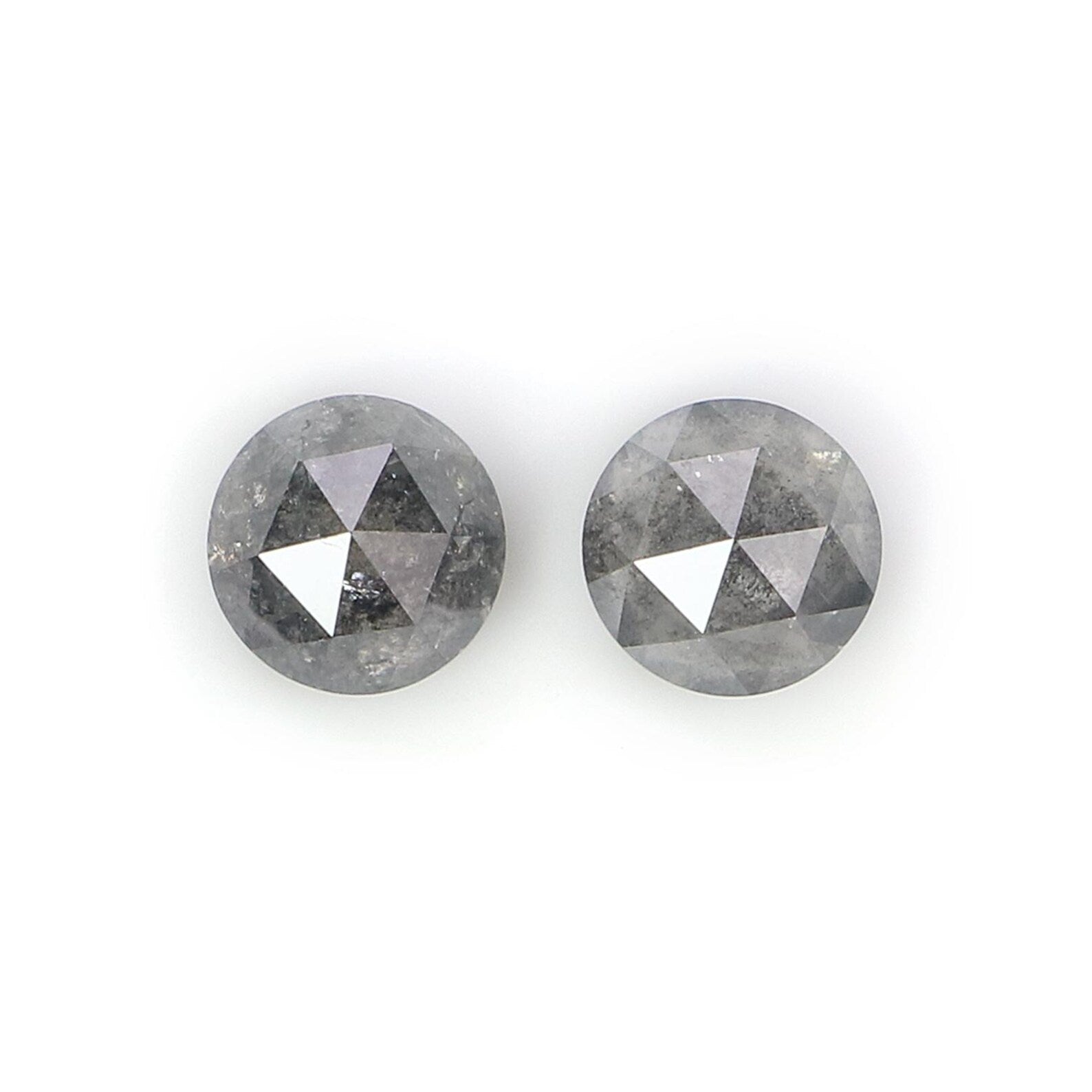 0.76 CT Natural Loose Round Cut Pair Diamond Salt And Pepper Round Diamond 4.25 MM Natural Black Gray Color Round Rose Cut Diamond NQ2343