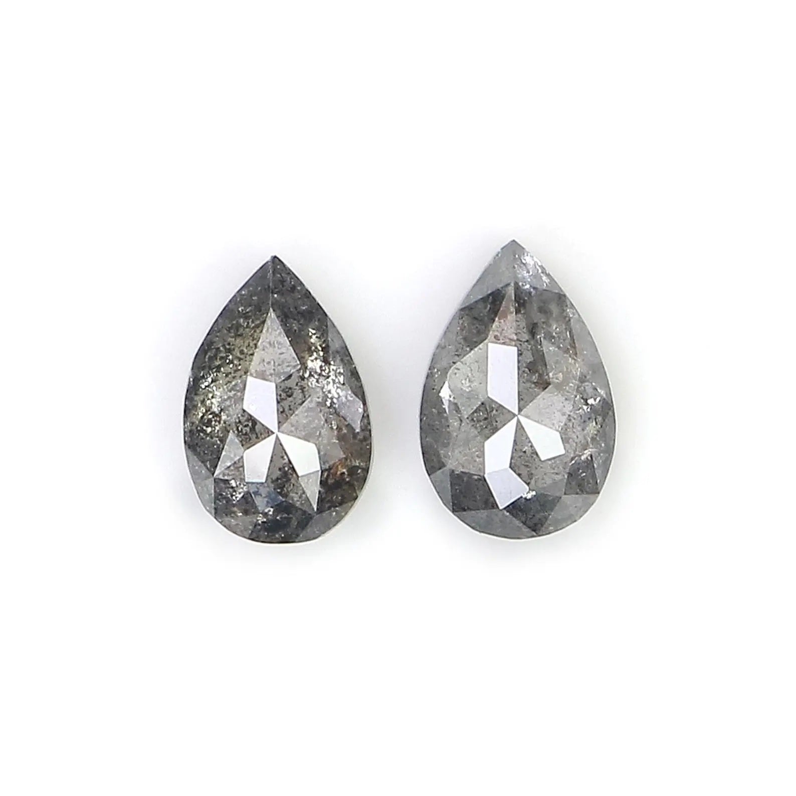 0.52 CT Natural Loose Pear Cut Pair Diamond Salt And Pepper Pear Shape Diamond 5.00 MM Natural Black Grey Color Pear Rose Cut Diamond NQ2294