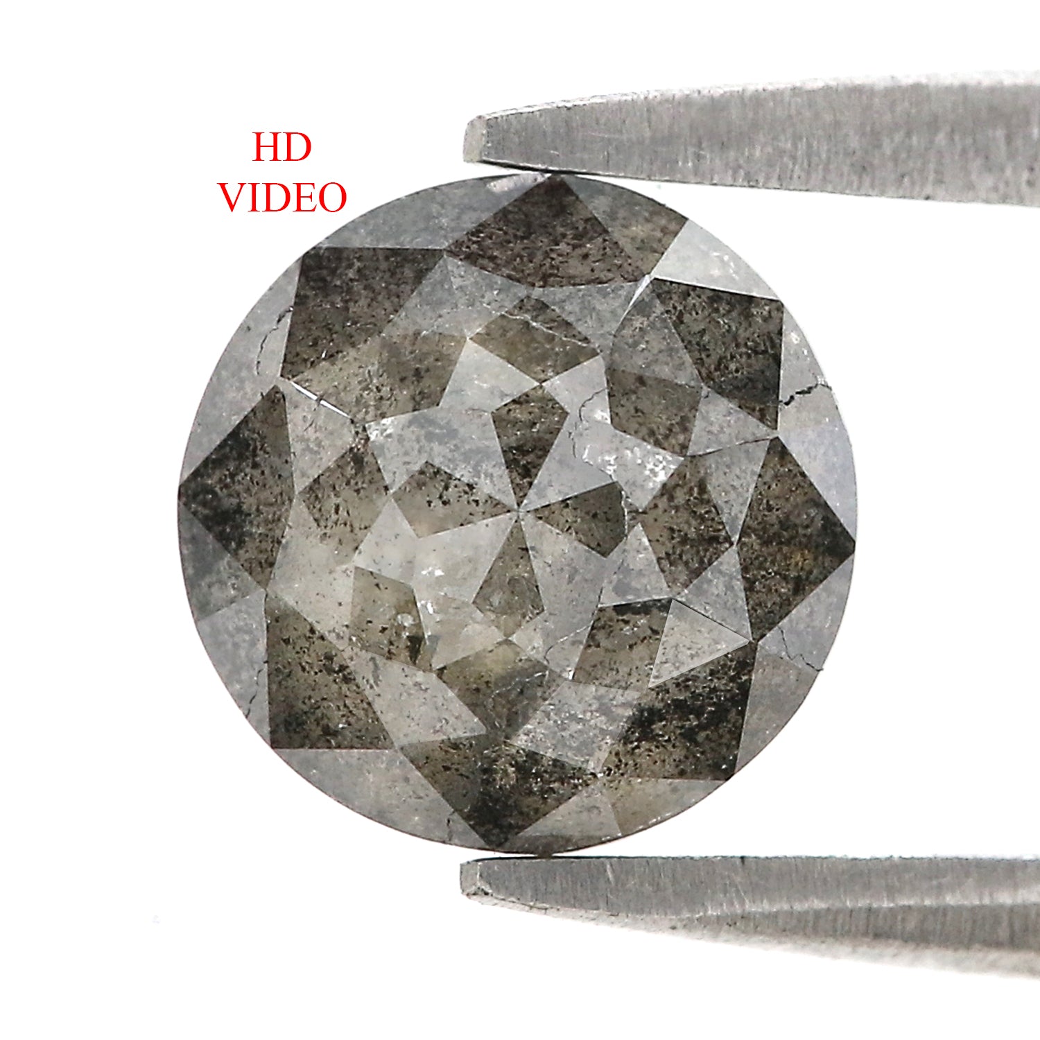 1.71 Ct Natural Loose Round Rose Cut Diamond Black Color Rose Cut Diamond 7.20 MM Natural Loose Salt And Pepper Rose Cut Diamond QL1198