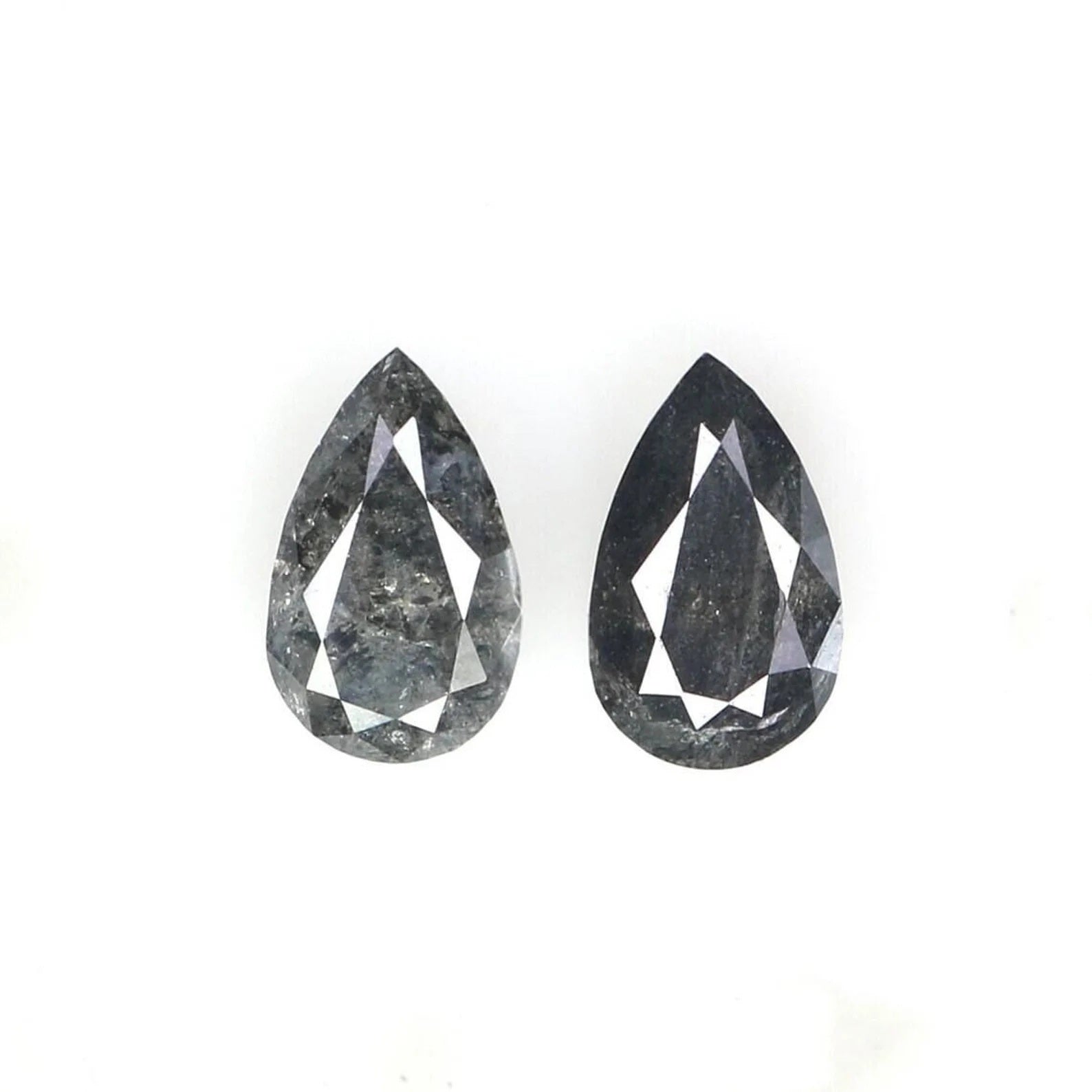 0.43 CT Natural Loose Pear Cut Pair Diamond Salt And Pepper Pear Diamond 5.05 MM Natural Black Grey Color Pear Brilliant Cut Diamond NQ2296