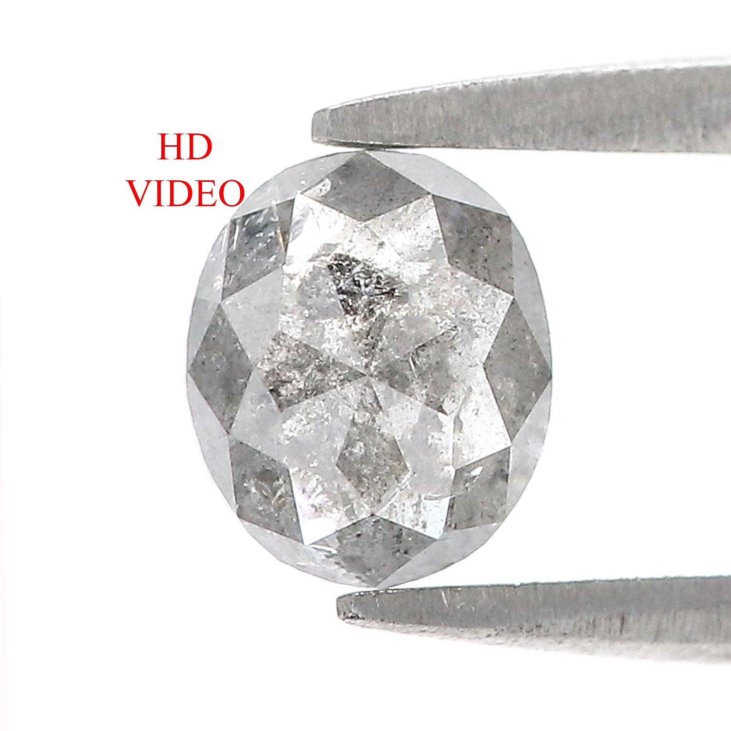 1.06 Ct Natural Loose Oval Shape Diamond Black Grey Color Oval Diamond 6.55 MM Natural Loose Salt And Pepper Oval Rose Cut Diamond LQ3316