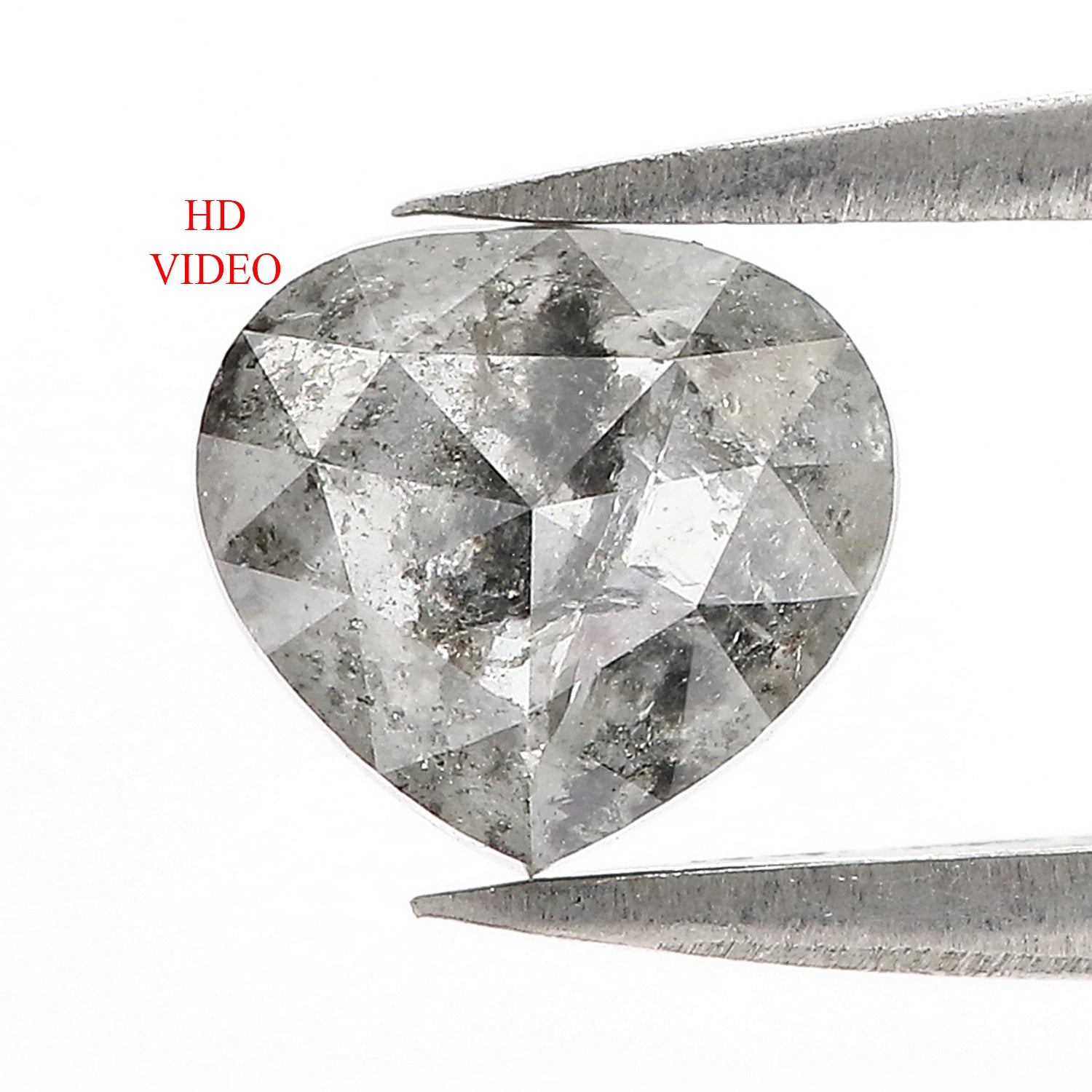 1.46 Ct Natural Loose Heart Shape Diamond Salt And Pepper Diamond 6.80 MM Natural Diamond Black Grey Color Heart Rose Cut Diamond LQ3041