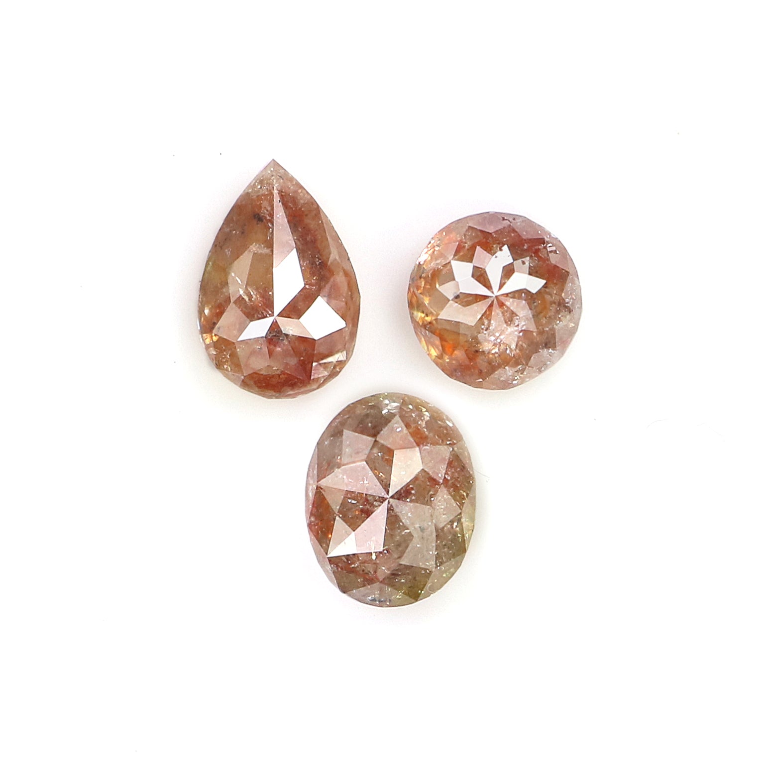 1.96 CT Natural Loose Mix Shape Diamond Brown Color Mix Shape Diamond 5.10 MM Natural Loose Brown Color Mix Shape Rose Cut Diamond N1998