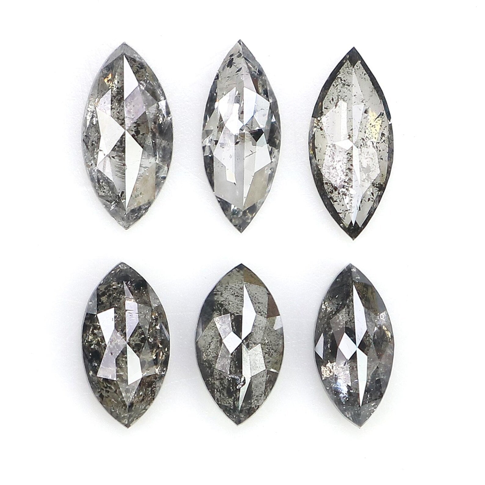 0.91 CT Natural Loose Marquise Cut Diamond Salt And Pepper Marquise Diamond 5.95 MM Black Grey Color Marquise Shape Rose Cut Diamond NQ2227