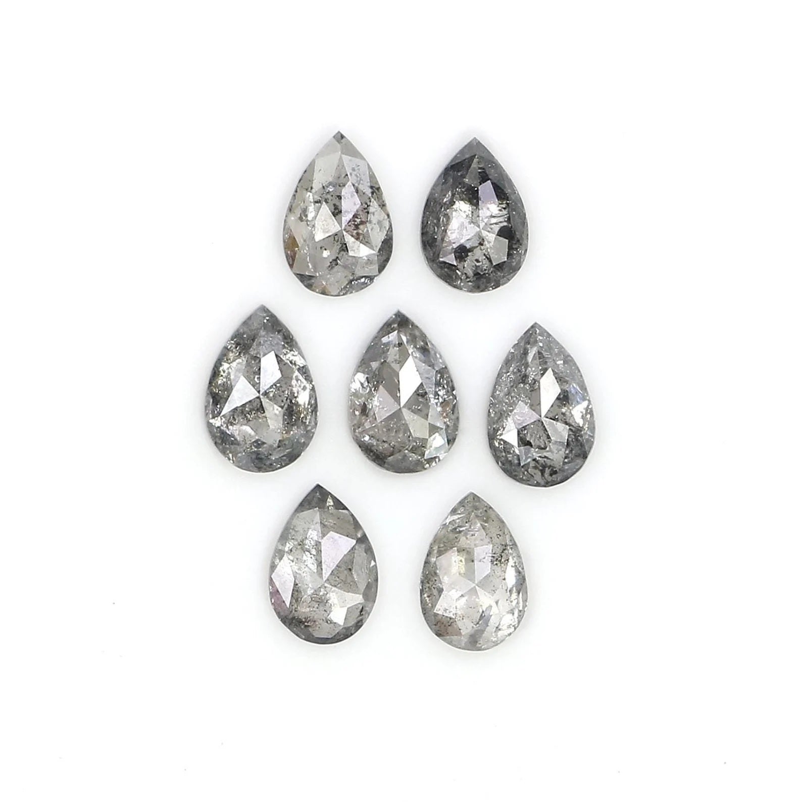 1.05 CT Natural Loose Pear Diamond Salt And Pepper Pear Diamond 3.60 MM Natural Loose Diamond Black Grey Color Pear Rose Cut Diamond NQ1569