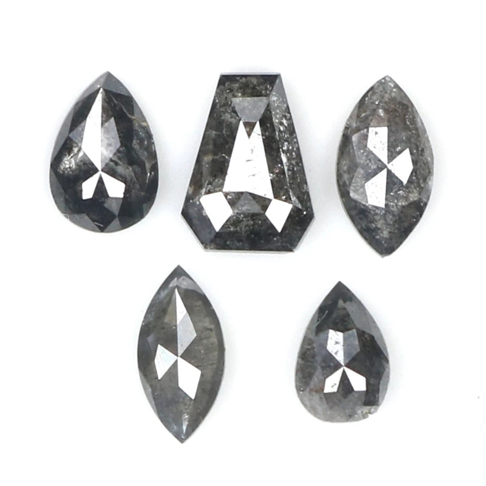 Natural Loose Mix Shape Salt And Pepper Diamond Black Grey Color 1.17 CT 4.35 MM Mix Shape Rose Cut Diamond KDN1804