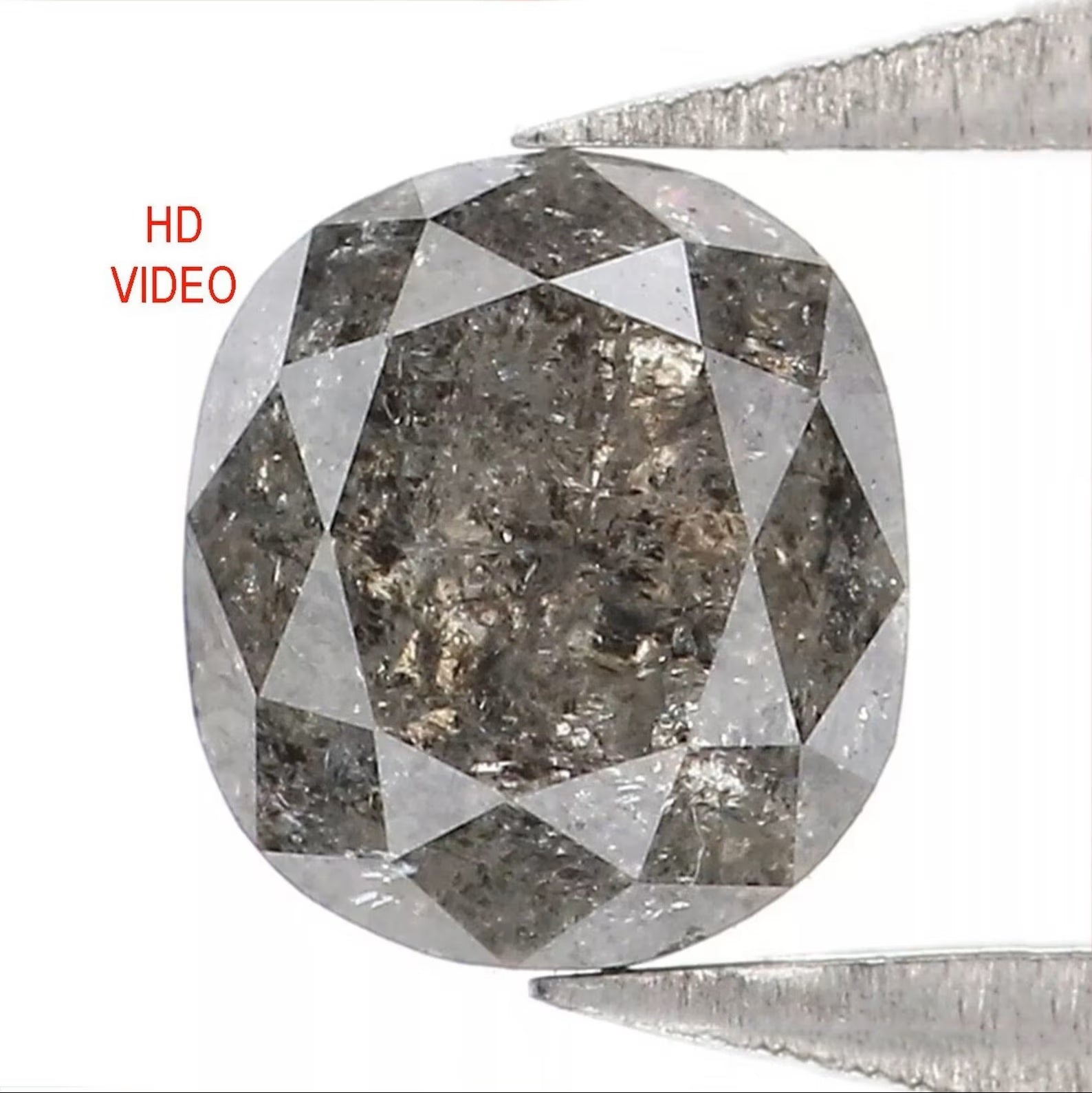 0.98 CT Natural Loose Cushion Shape Diamond Salt And Pepper Diamond 6.05 MM Natural Loose Black Grey Color Cushion Rose Cut Diamond NQ1710