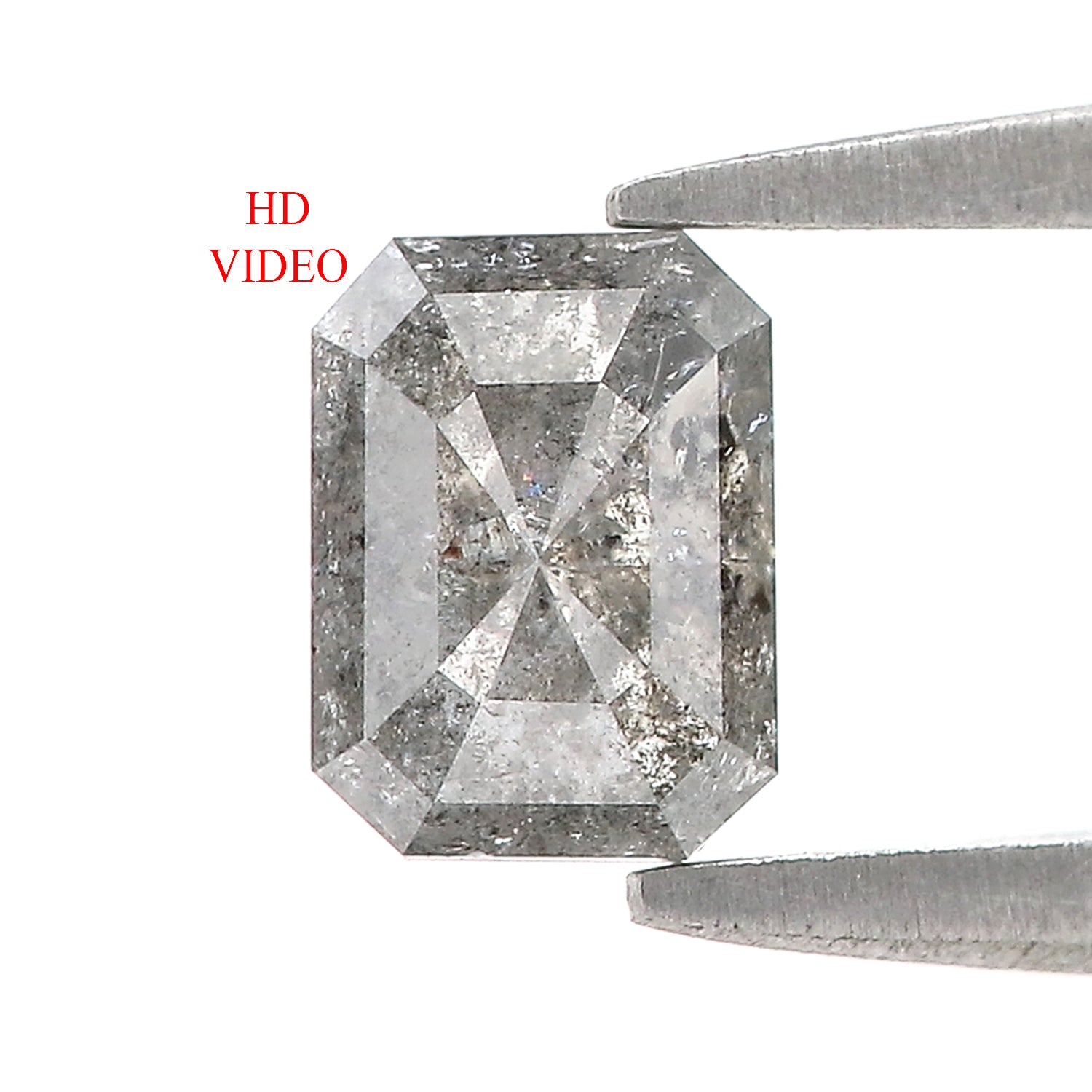 0.82 CT Natural Loose Emerald Shape Diamond Salt And Pepper Emerald Cut Diamond 6.10 MM Natural Black Grey Emerald Rose Cut Diamond LQ2003