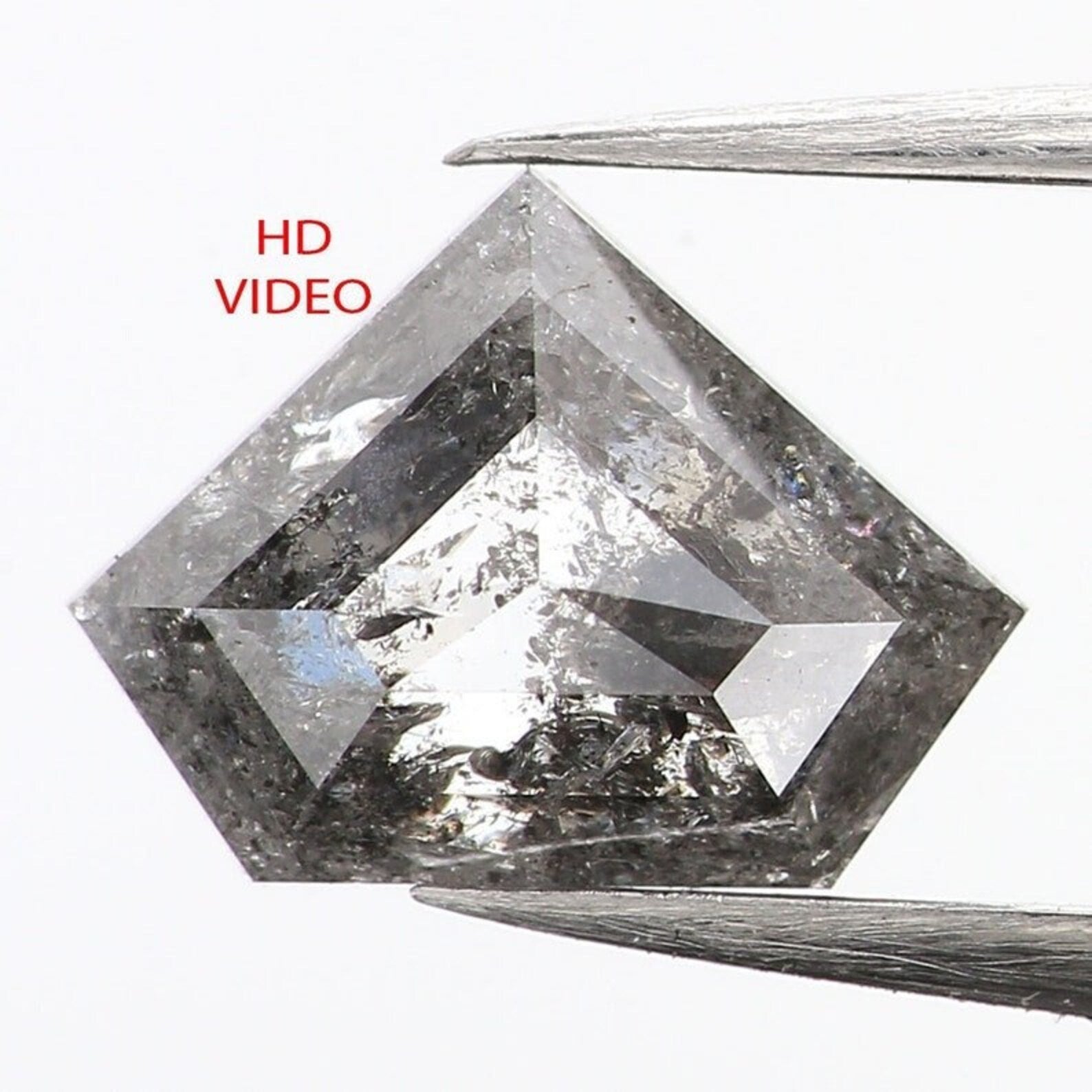0.89 Ct Natural Loose Shield Shape Diamond Salt And Pepper Shield Diamond 5.80 MM Natural Black Grey Color Shield Rose Cut Diamond QN1226