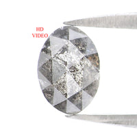 Natural Loose Oval Salt And Pepper Diamond Black Grey Color 0.94 CT 7.10 MM Oval Shape Rose Cut Diamond L7060