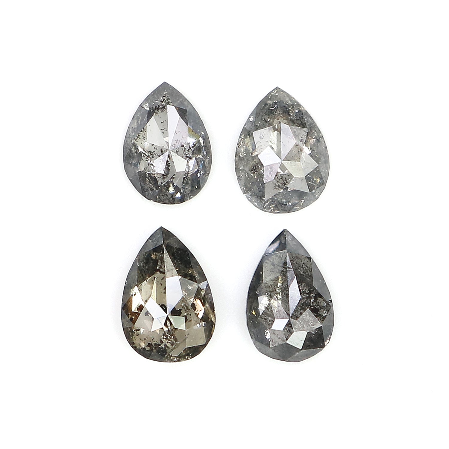 0.63 CT Natural Loose Pear Shape Diamond Salt And Pepper Pear Diamond 4.70 MM Natural Loose Black Grey Color Pear Rose Cut Diamond LQ2893