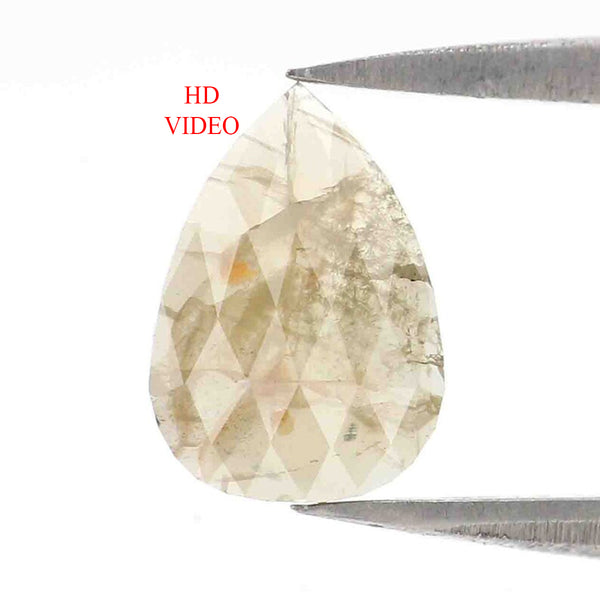 Natural Loose Pear Grey Yellow Color Diamond 0.71 CT 8.40 MM Pear Shape Rose Cut Diamond L7032