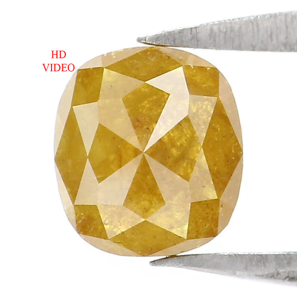 Natural Loose Cushion Yellow Color Diamond 0.80 CT 5.90 MM Cushion Shape Rose Cut Diamond KR2470