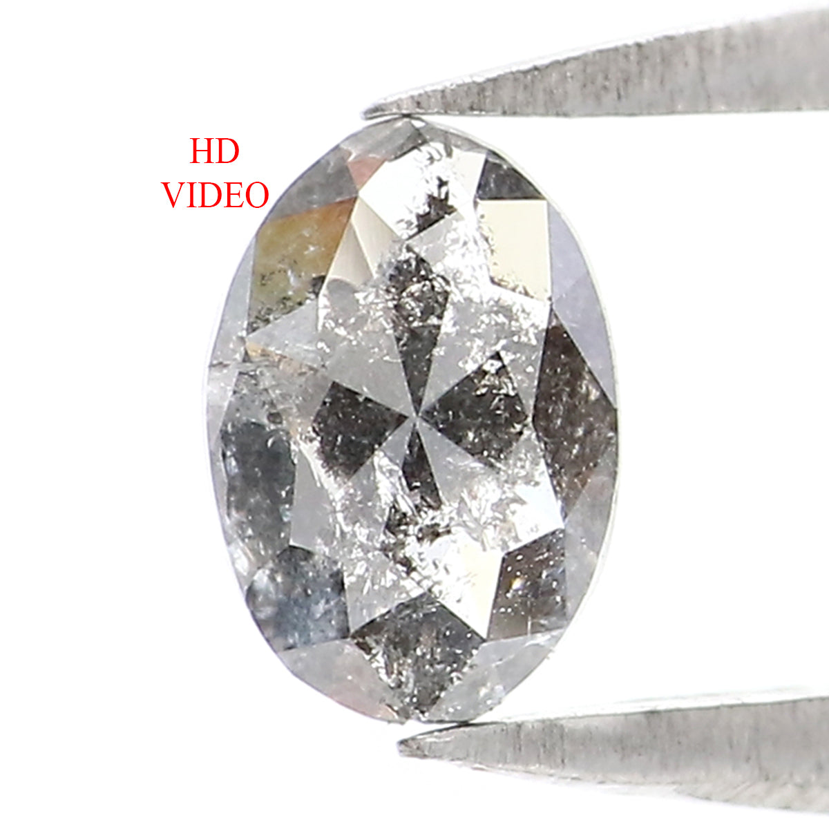 Natural Loose Oval Salt And Pepper Diamond Black Grey Color 0.36 CT 5.60 MM Oval Shape Rose Cut Diamond KR2484